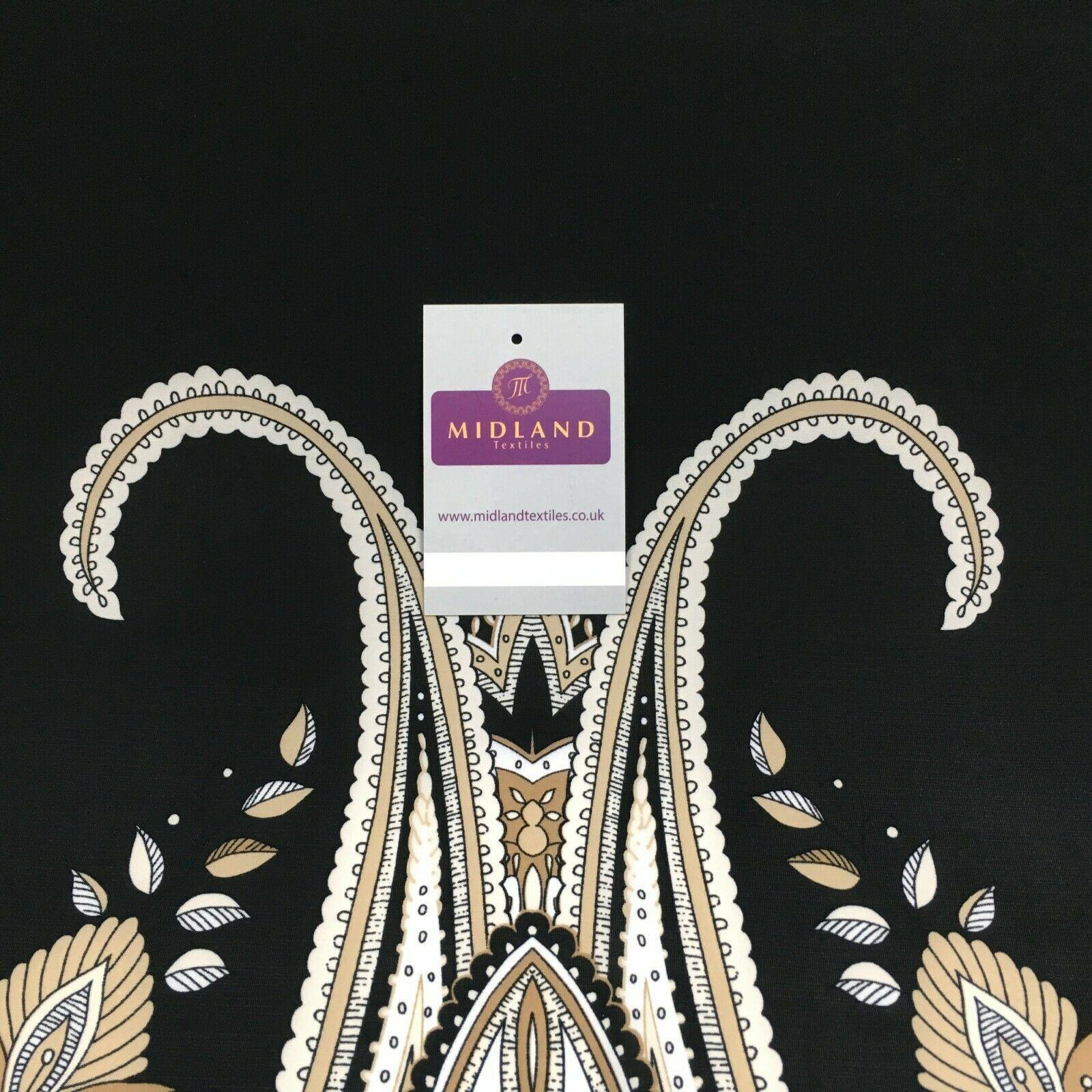 Black beige paisley 80cm panel Stretch Ity Spandex Dress Fabric 147 cm M1220-8