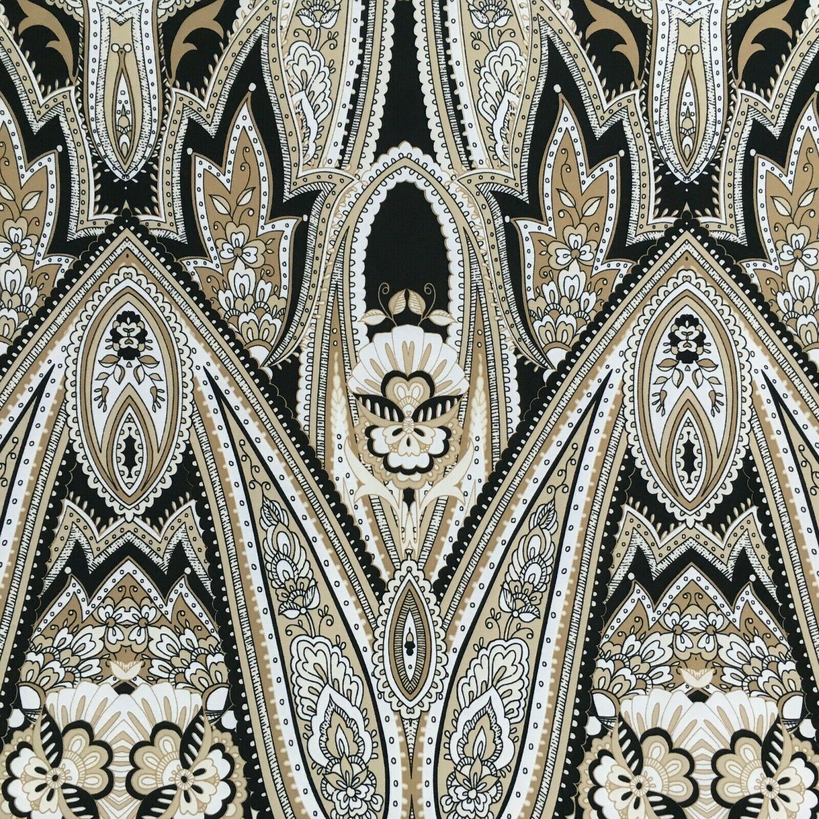 Black beige paisley 80cm panel Stretch Ity Spandex Dress Fabric 147 cm M1220-8