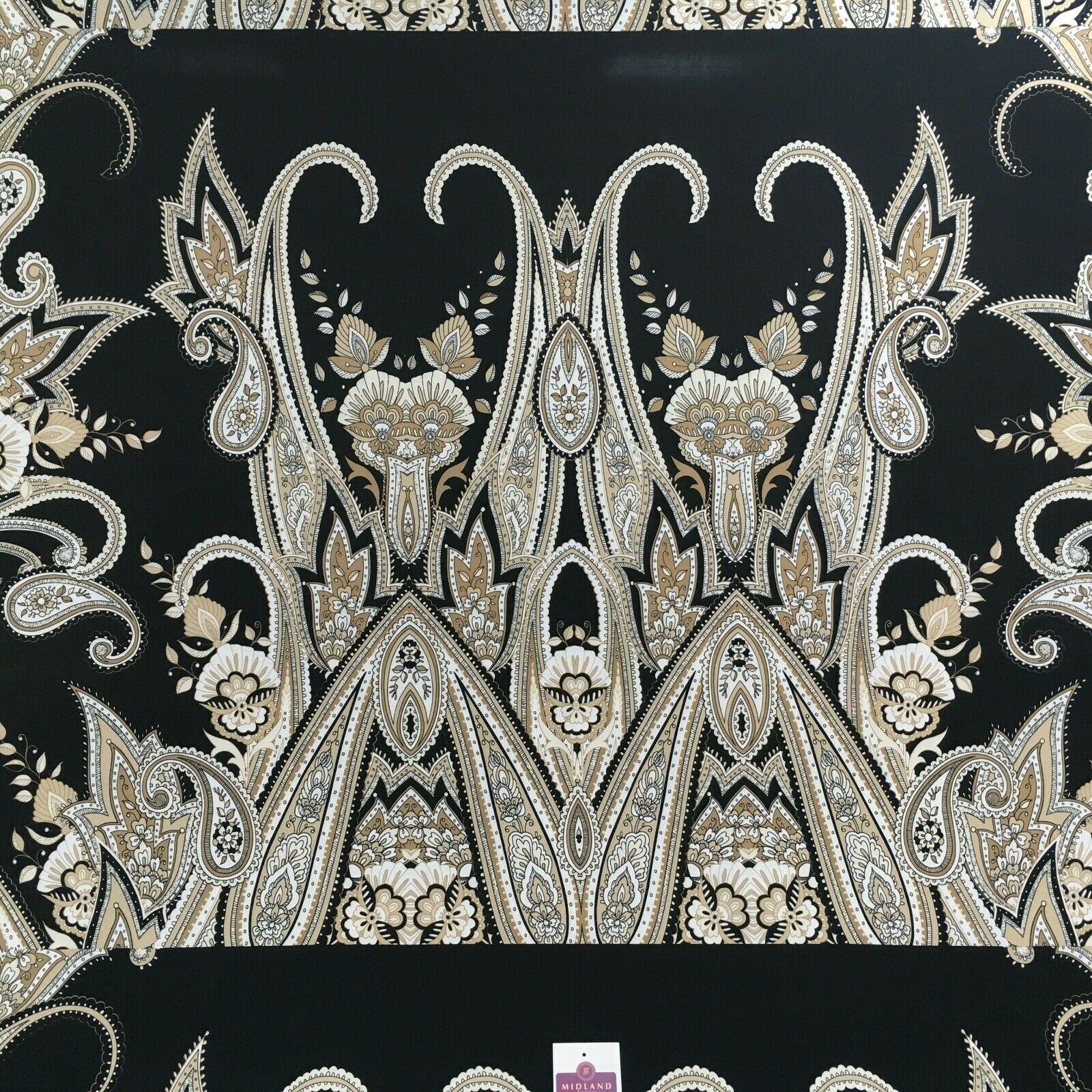 Black beige paisley 80cm panel Stretch Ity Spandex Dress Fabric 147 cm M1220-8