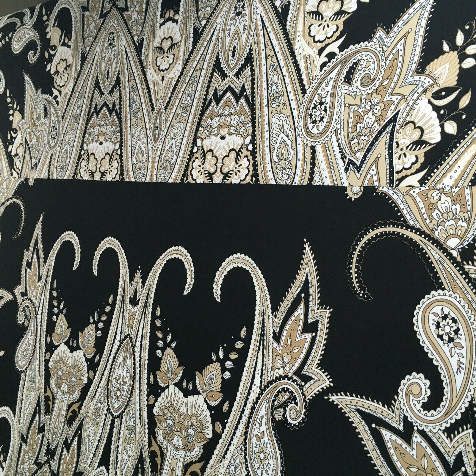 Black beige paisley 80cm panel Stretch Ity Spandex Dress Fabric 147 cm M1220-8