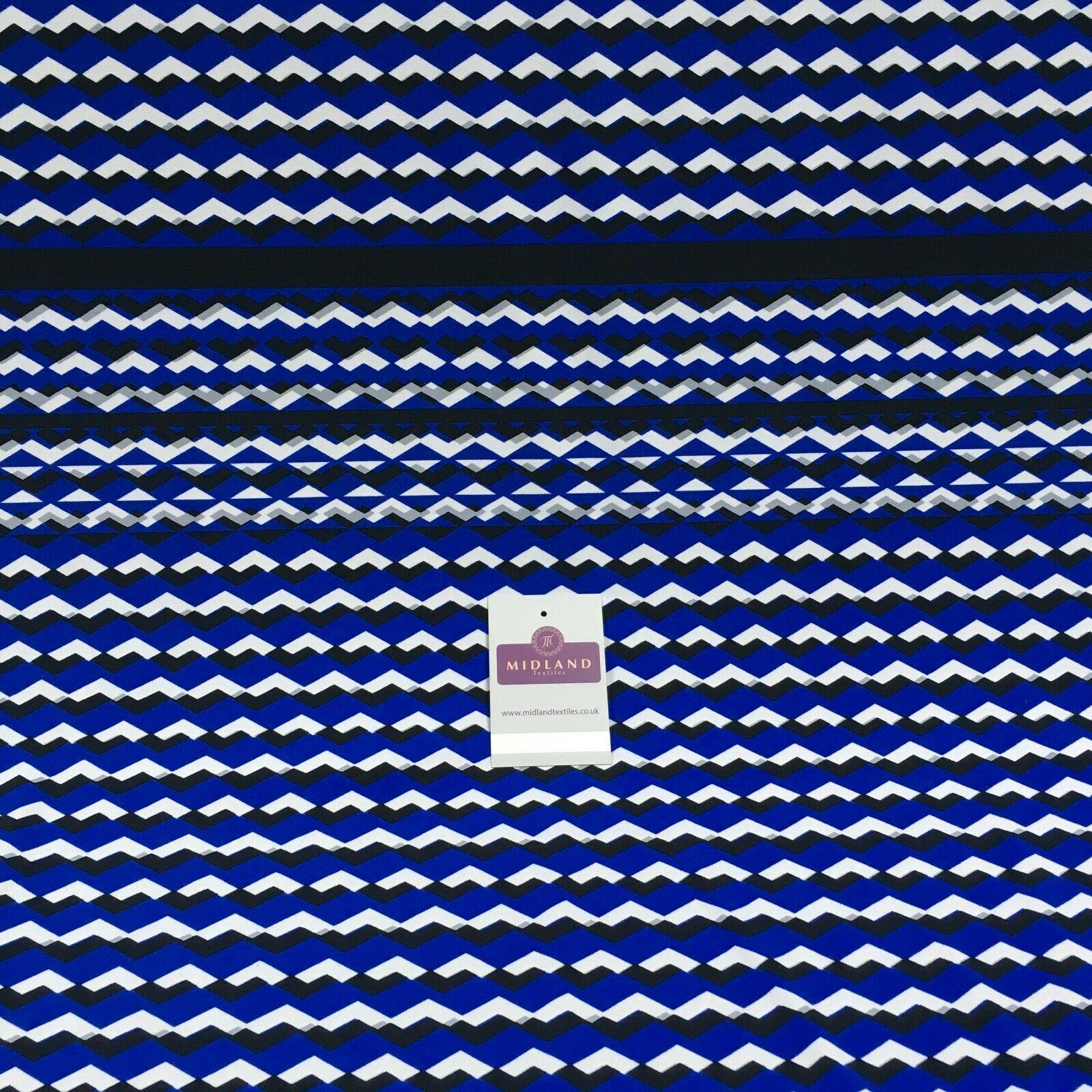 Blue Geometric Panel 80cm Stretch Ity Spandex Dress Fabric 147 cm M1200-2 Mtex
