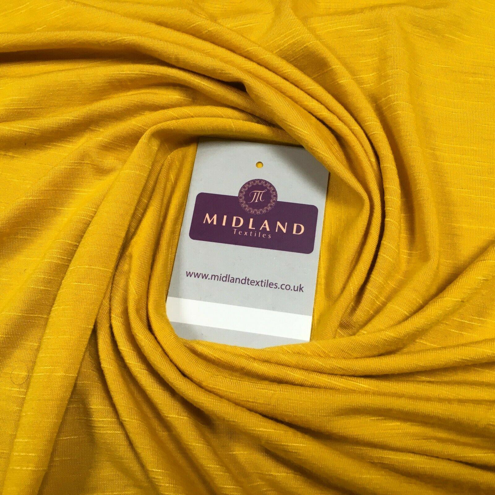 Plain Gold Linen Effect jersey cotton Stretch Fabric 147cm M720-63 Mtex