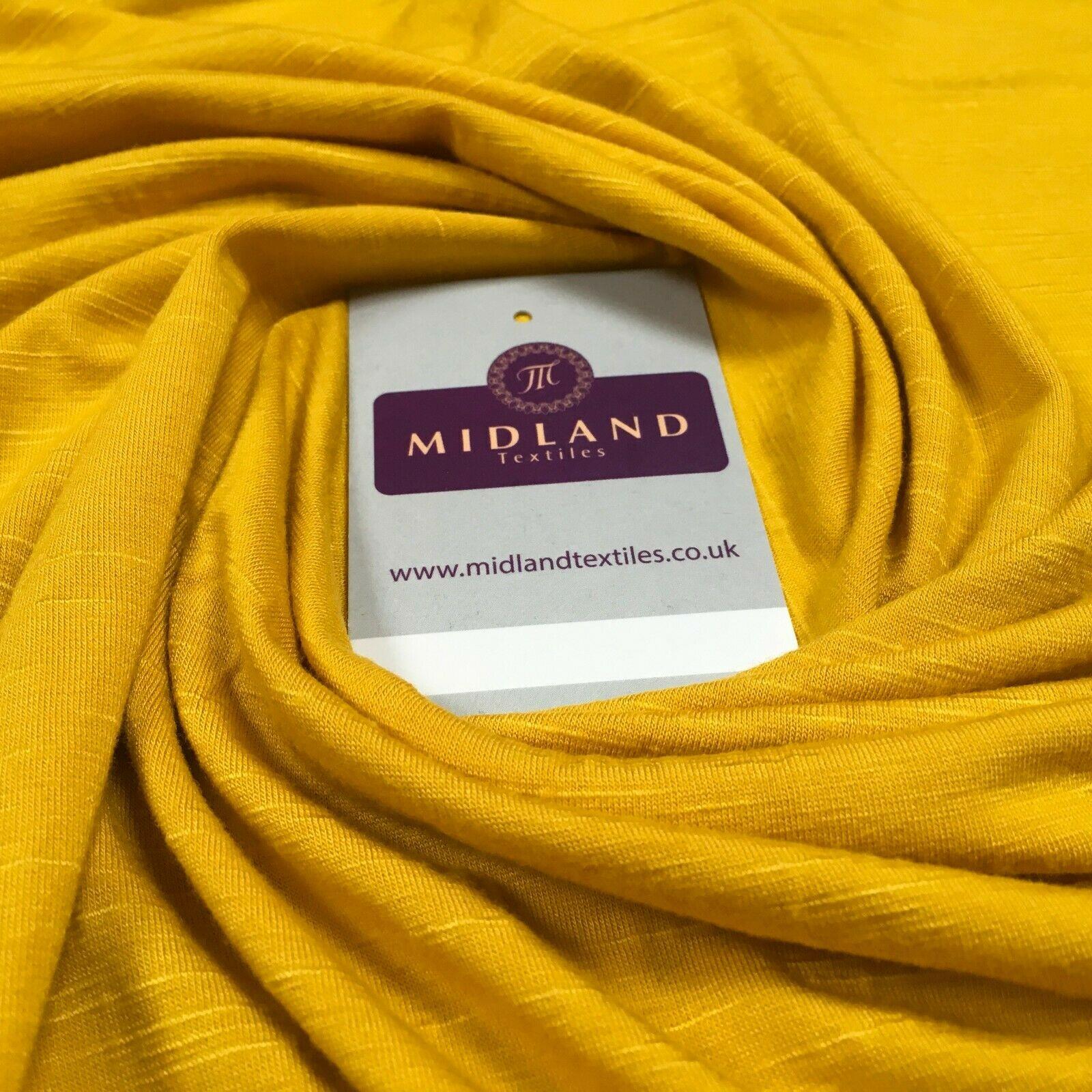 Plain Gold Linen Effect jersey cotton Stretch Fabric 147cm M720-63 Mtex