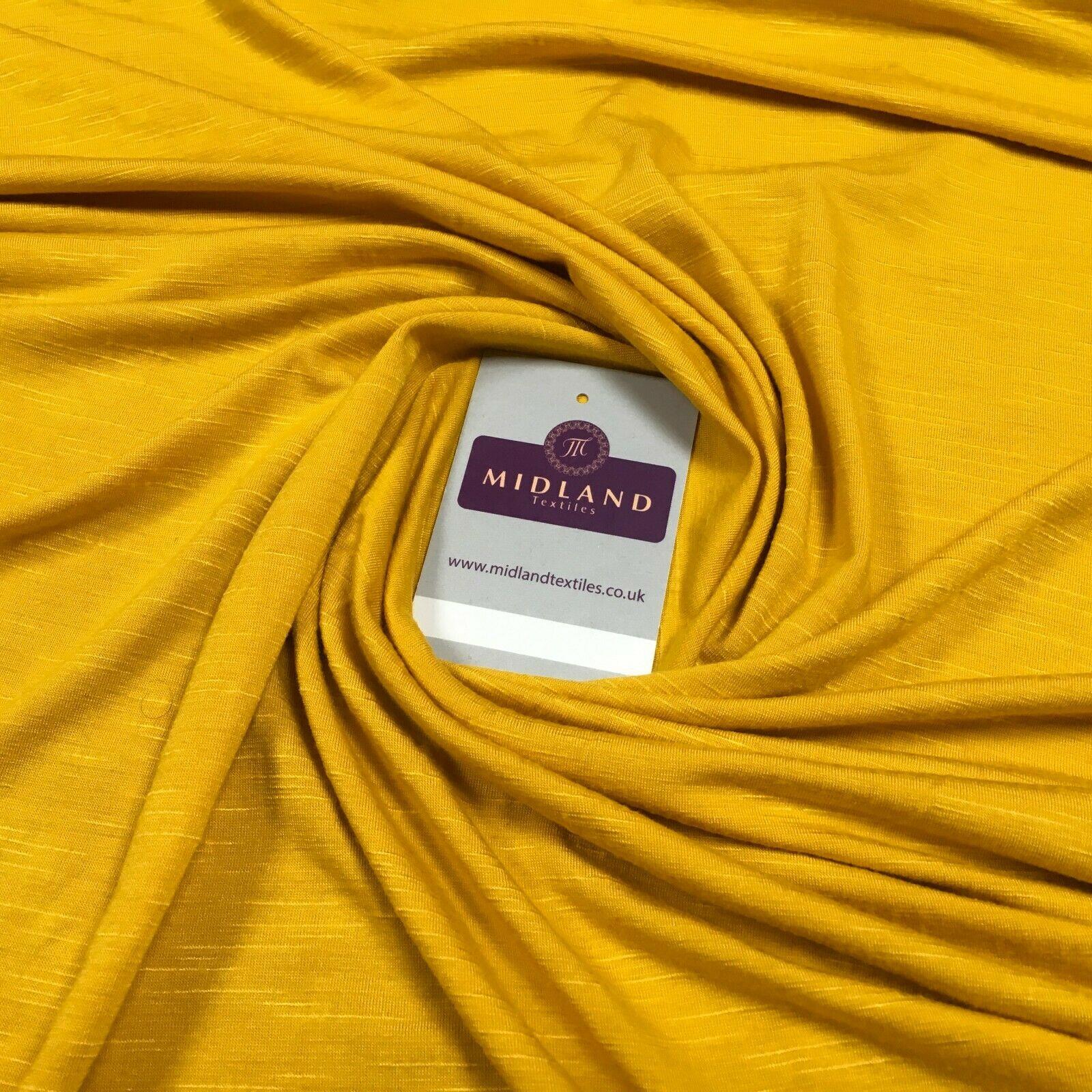 Plain Gold Linen Effect jersey cotton Stretch Fabric 147cm M720-63 Mtex
