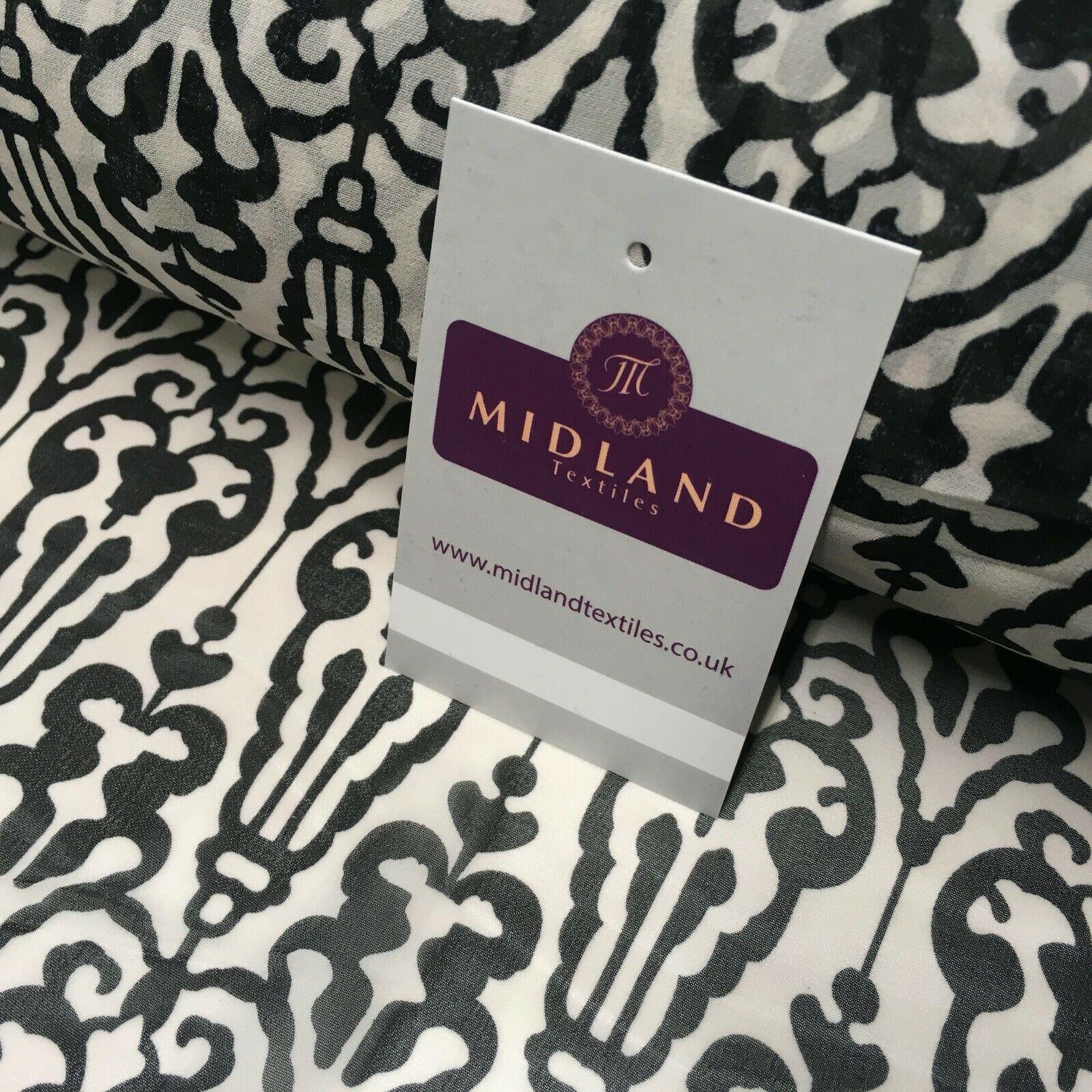 Black and White Ornamental Printed Crepe chiffon Dress Fabric 150 cm MK1190-32