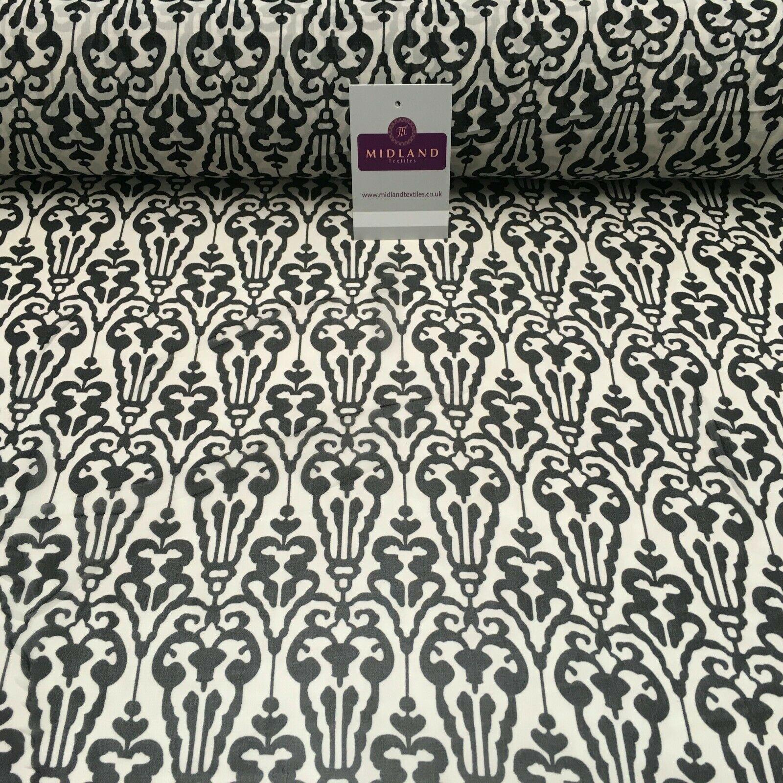 Black and White Ornamental Printed Crepe chiffon Dress Fabric 150 cm MK1190-32