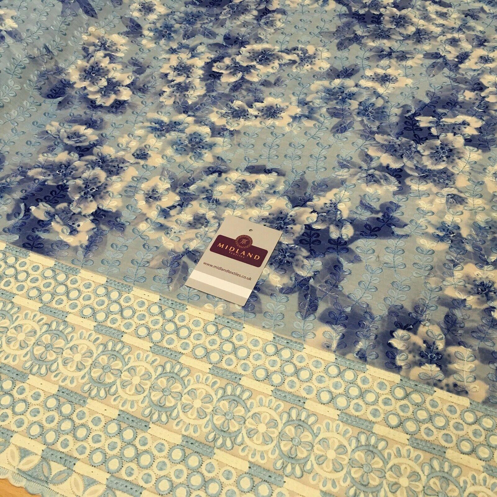 Floral Border Embroidered Broderie Anglaise Dress Fabric 139 cm M1198 Mtex