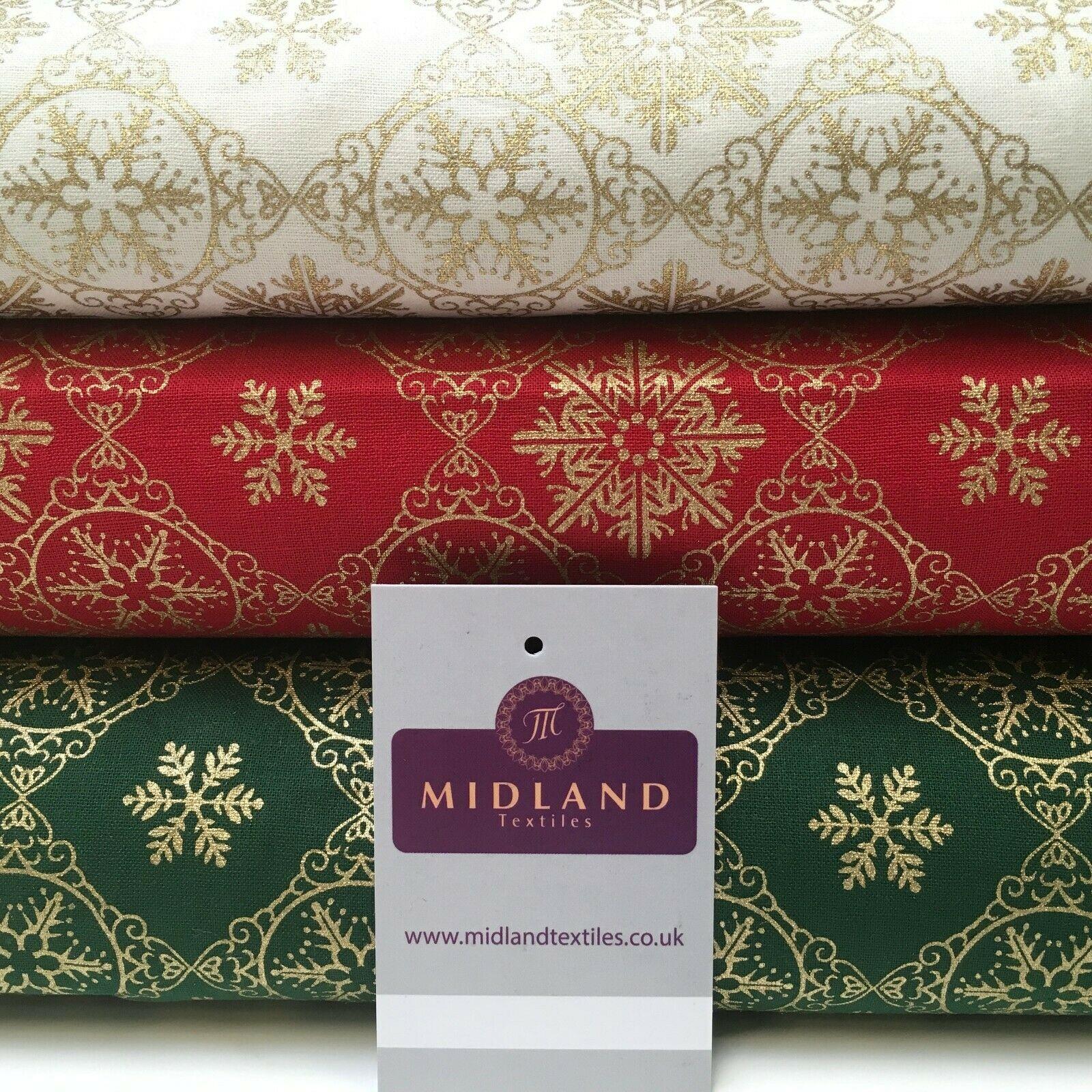 Christmas Snowflakes Vintage Xmas Printed 100% Cotton Fabric 110 cm MK1215