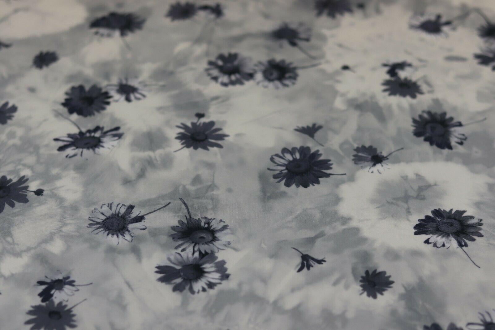 Grey Floral Printed Scuba Fabric 150 cm MK1213-3 Mtex