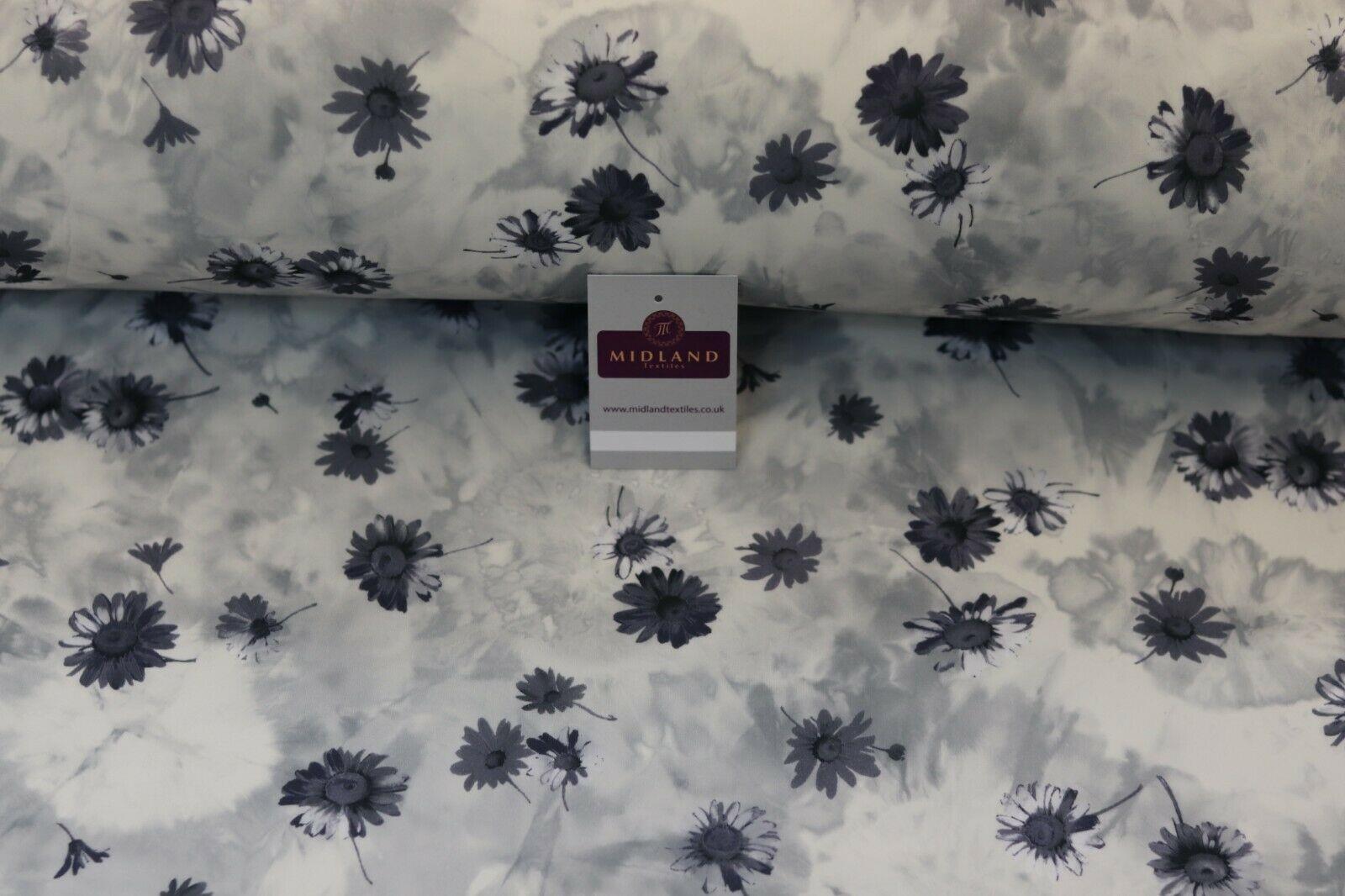 Grey Floral Printed Scuba Fabric 150 cm MK1213-3 Mtex