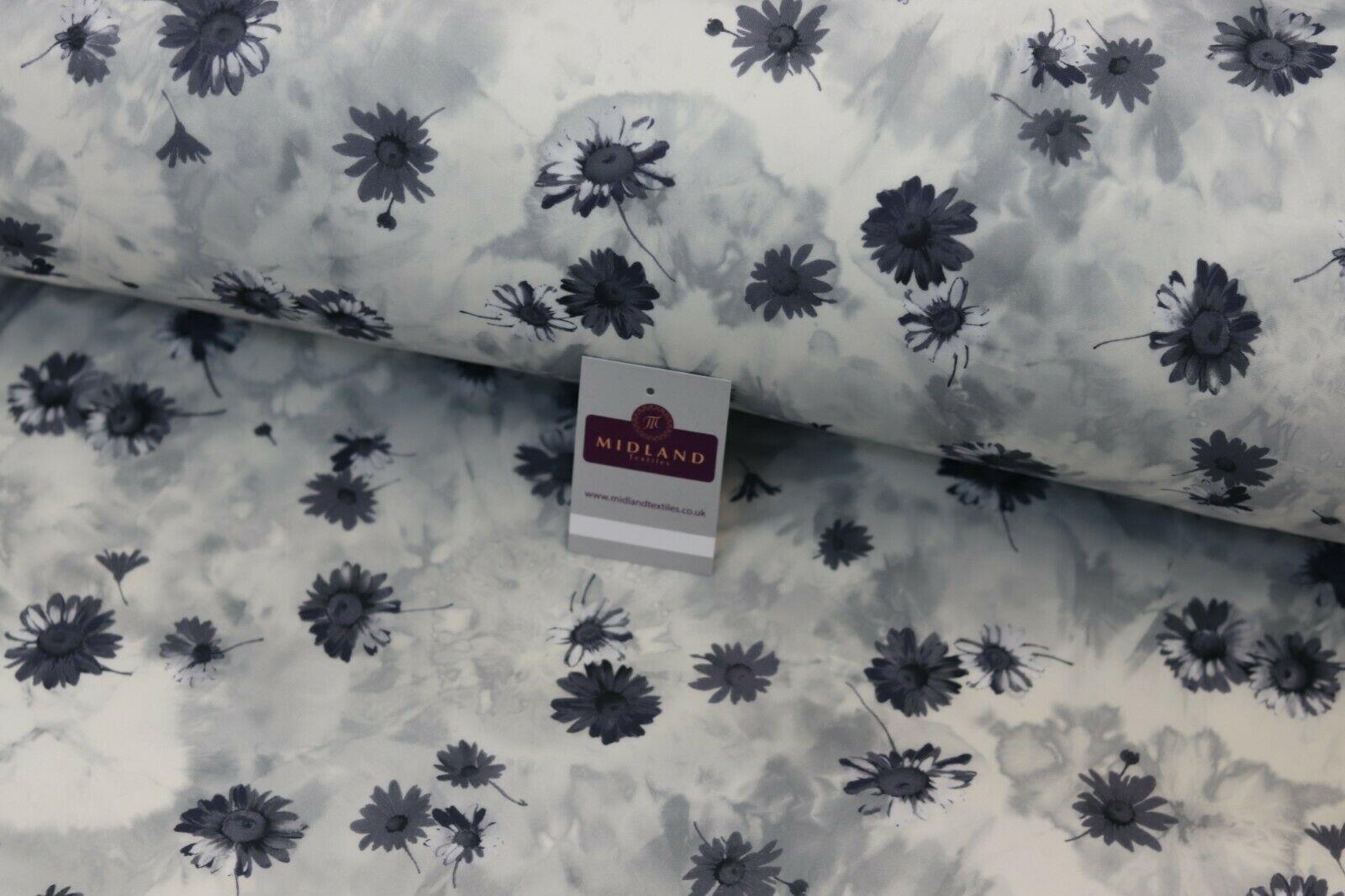 Grey Floral Printed Scuba Fabric 150 cm MK1213-3 Mtex