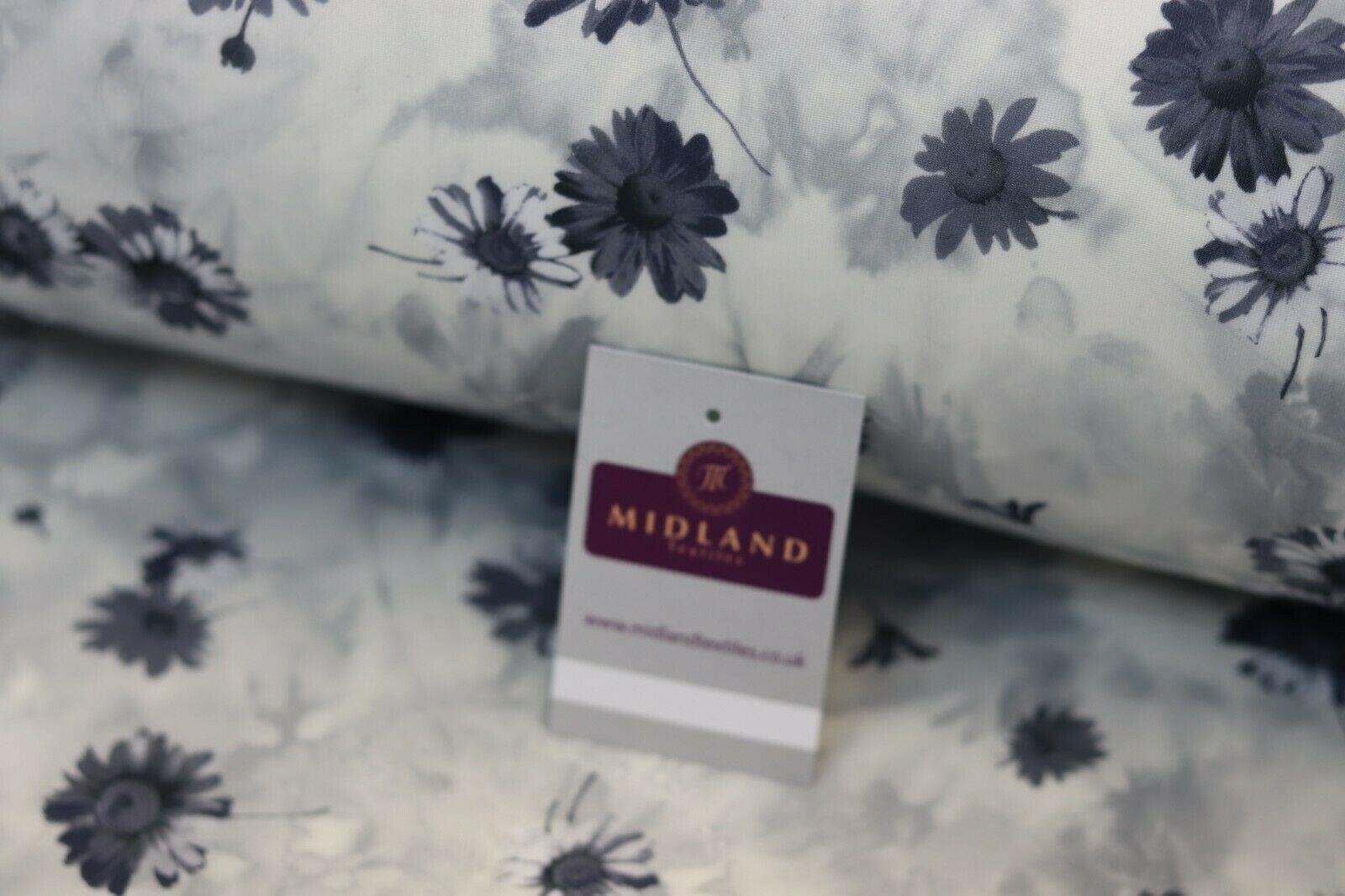 Grey Floral Printed Scuba Fabric 150 cm MK1213-3 Mtex