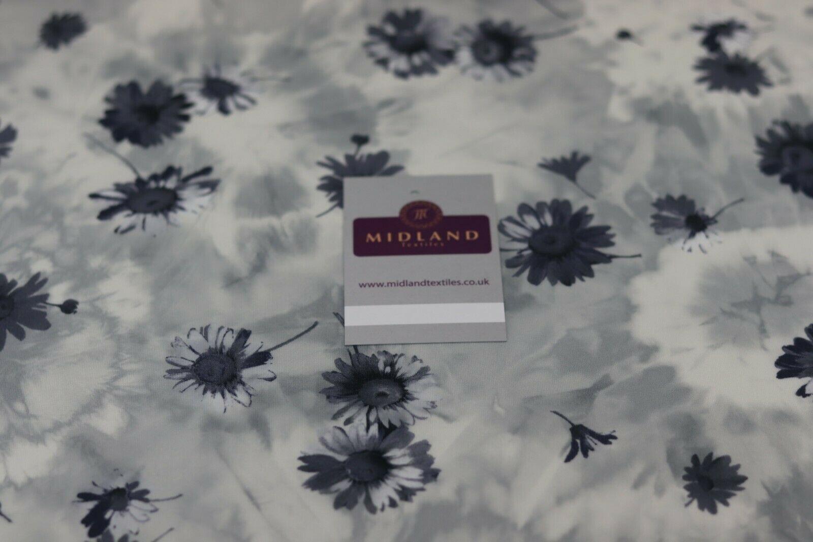 Grey Floral Printed Scuba Fabric 150 cm MK1213-3 Mtex