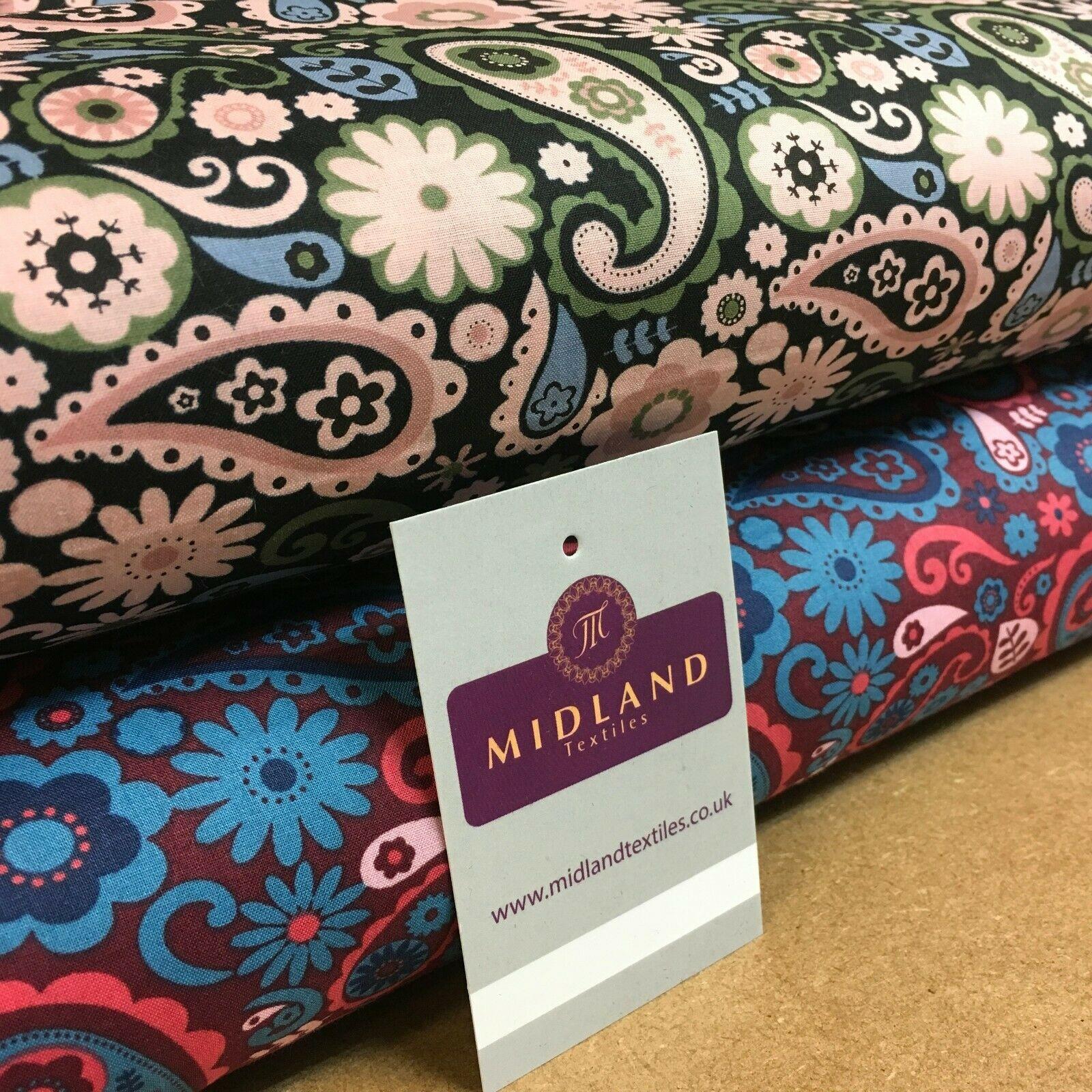 Paisley Floral Printed Cotton Lawn Dress Fabric 110cm MK1232 Mtex