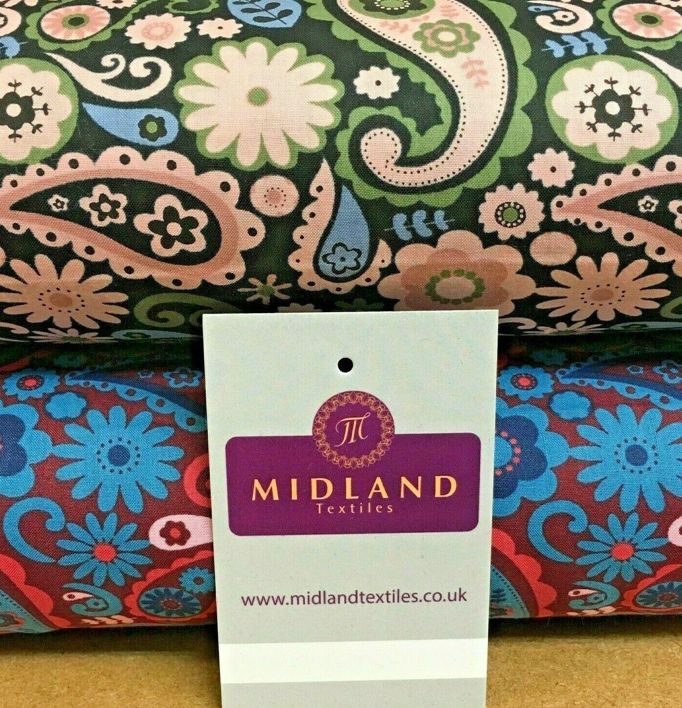 Paisley Floral Printed Cotton Lawn Dress Fabric 110cm MK1232 Mtex