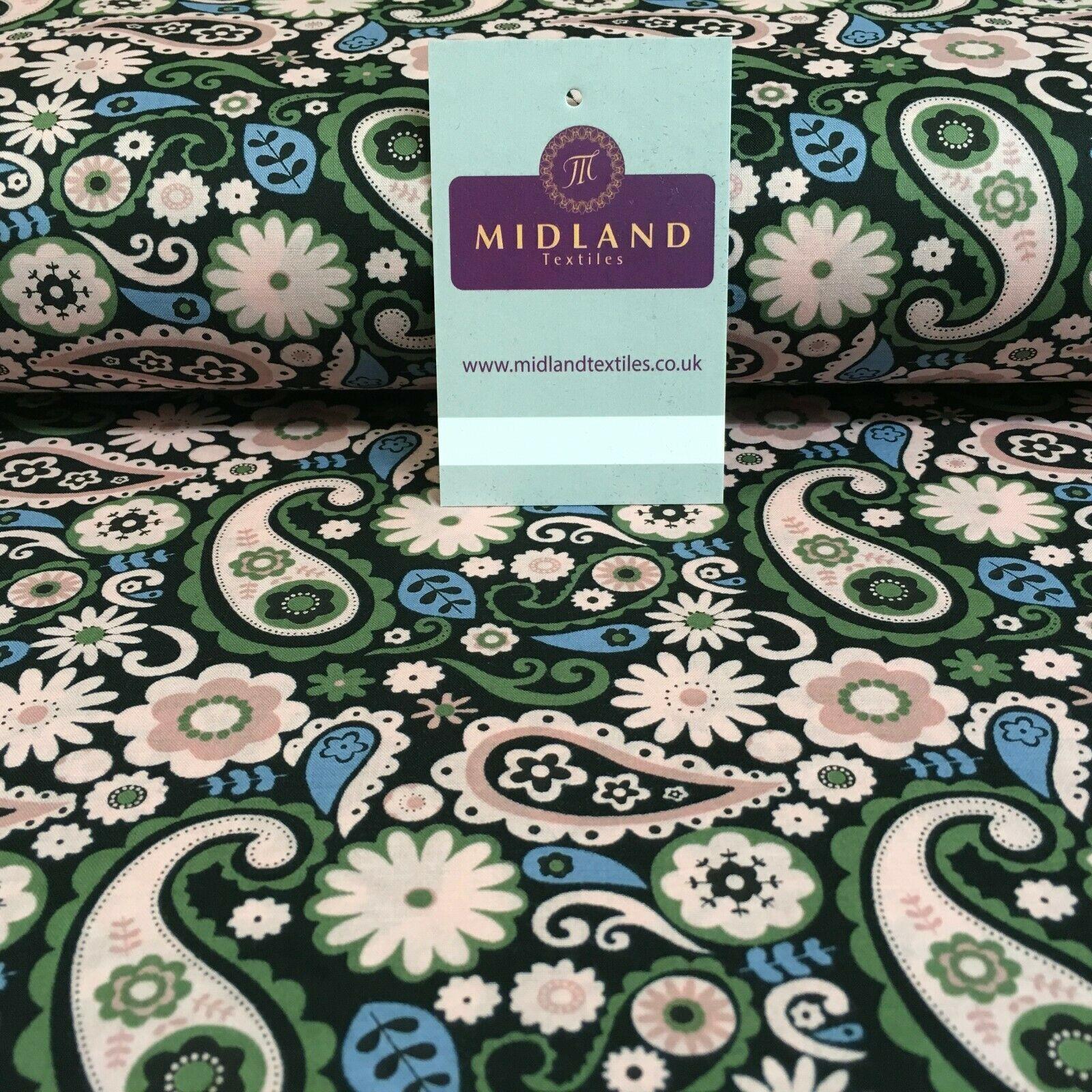 Paisley Floral Printed Cotton Lawn Dress Fabric 110cm MK1232 Mtex