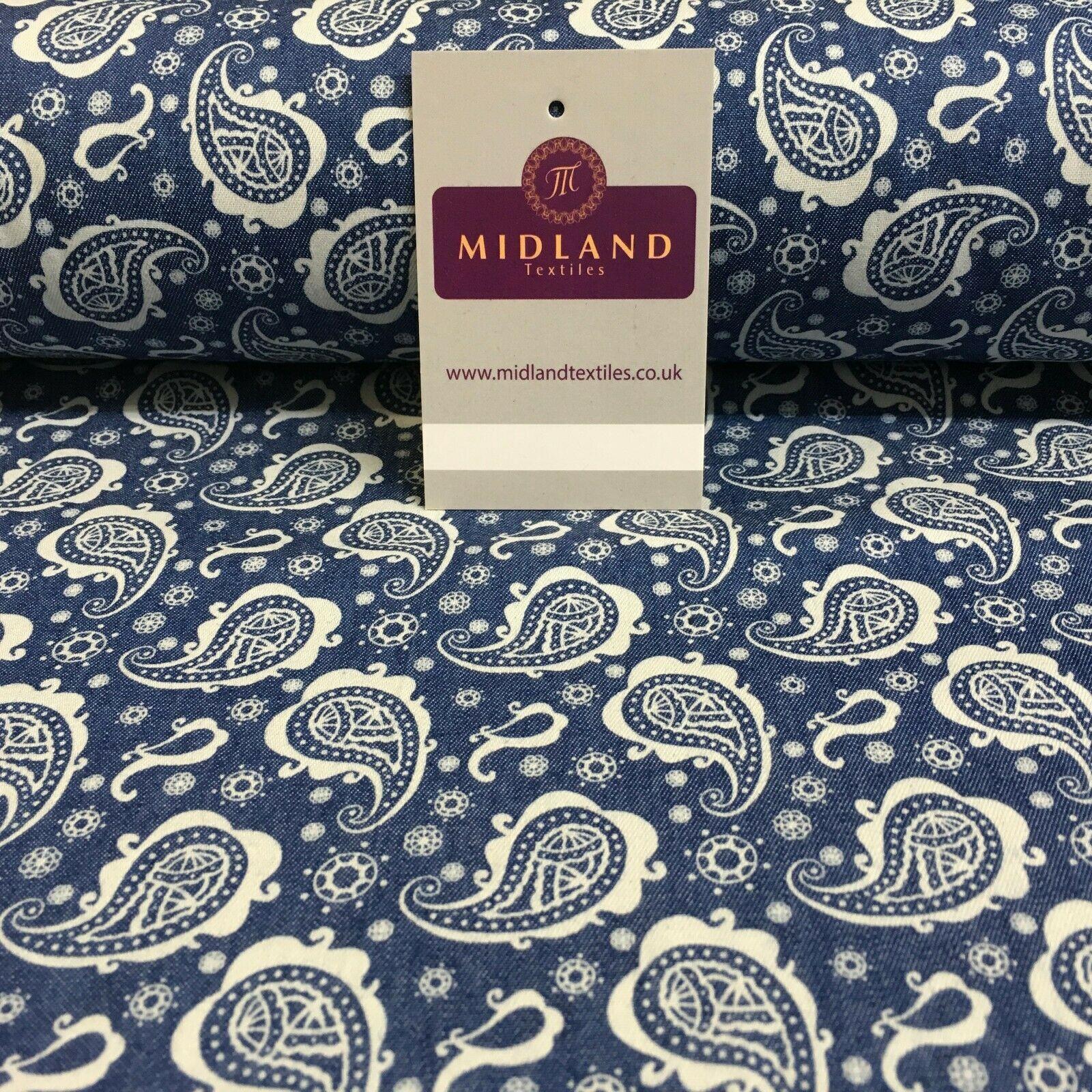 Paisley Printed Chambray Dress Fabric 150cm MK1230 Mtex