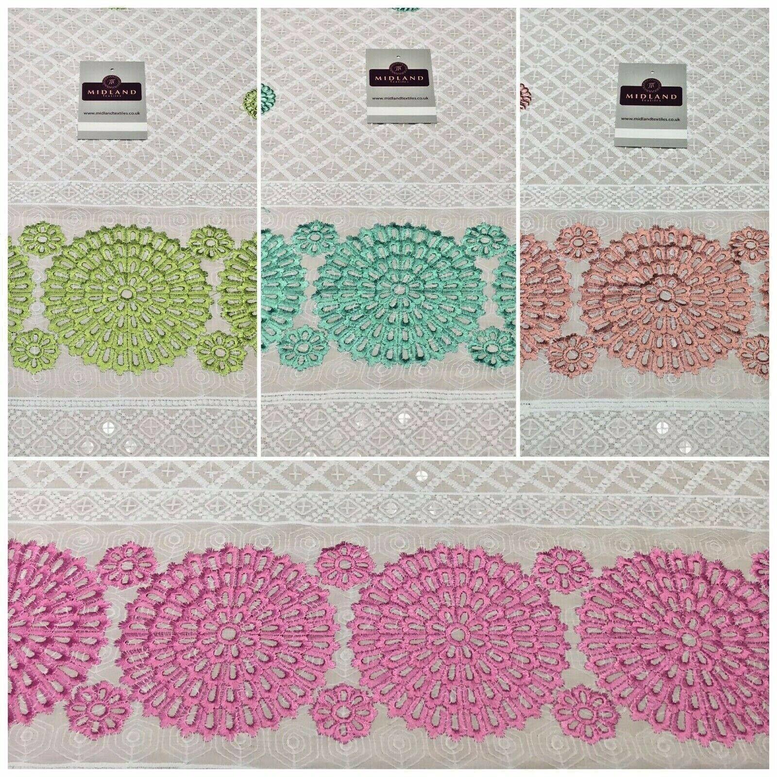 Cotton broderie anglaise Border Cotton blend fabric 139cm M1196 Mtex