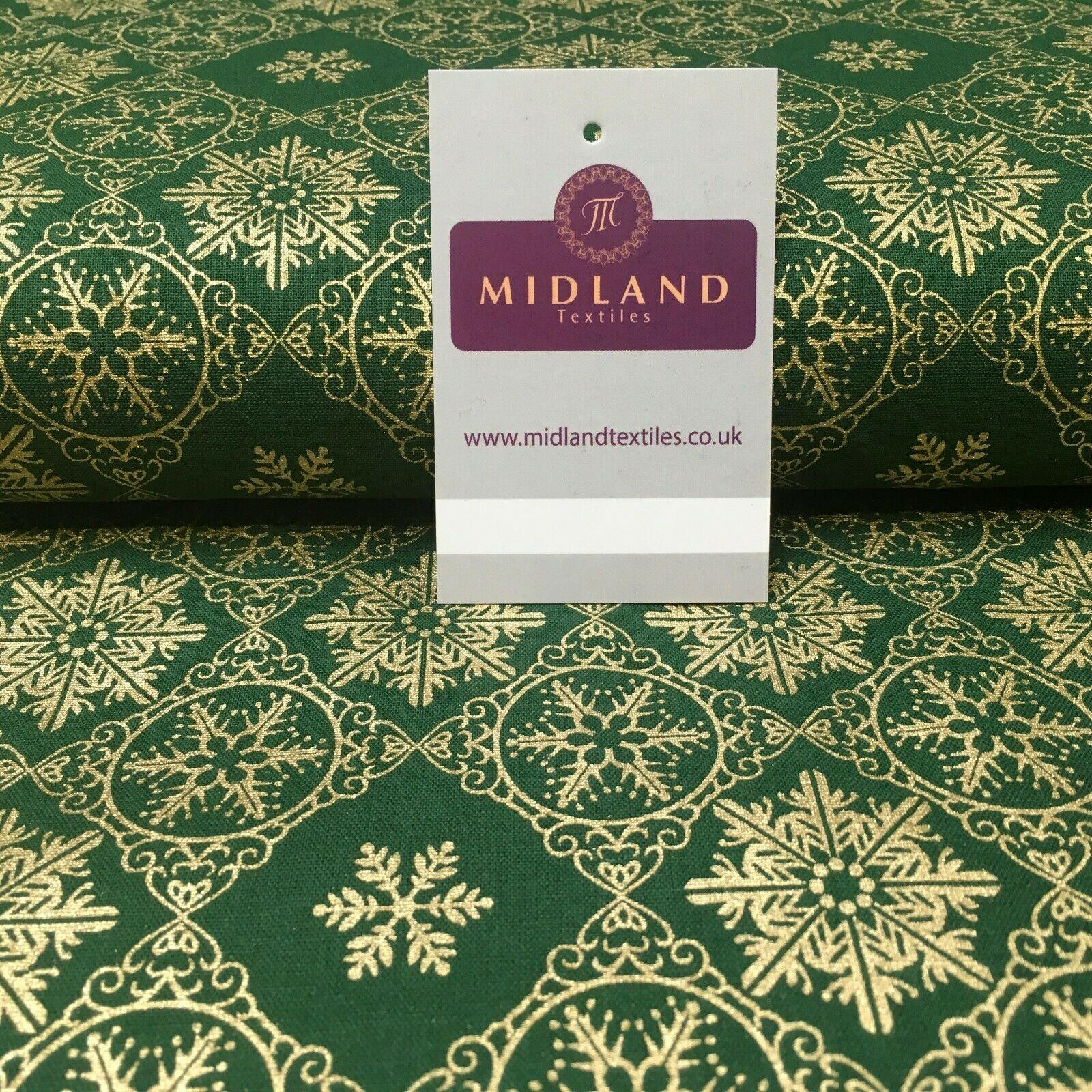 Christmas Snowflakes Vintage Xmas Printed 100% Cotton Fabric 110 cm MK1215