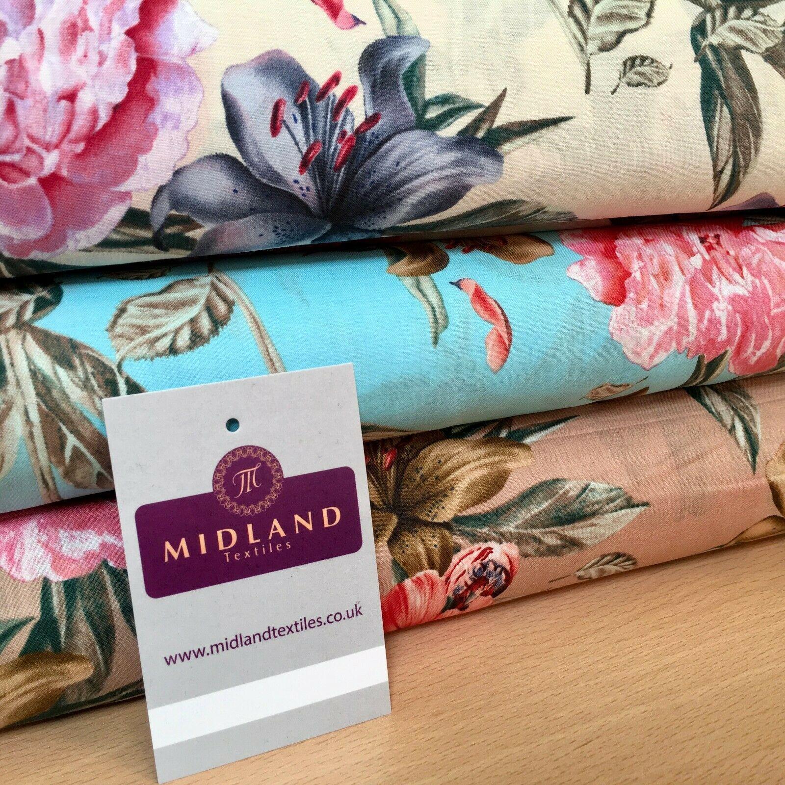 Vintage Floral Printed Cotton Lawn Dress Fabric 150cm MK1236 Mtex