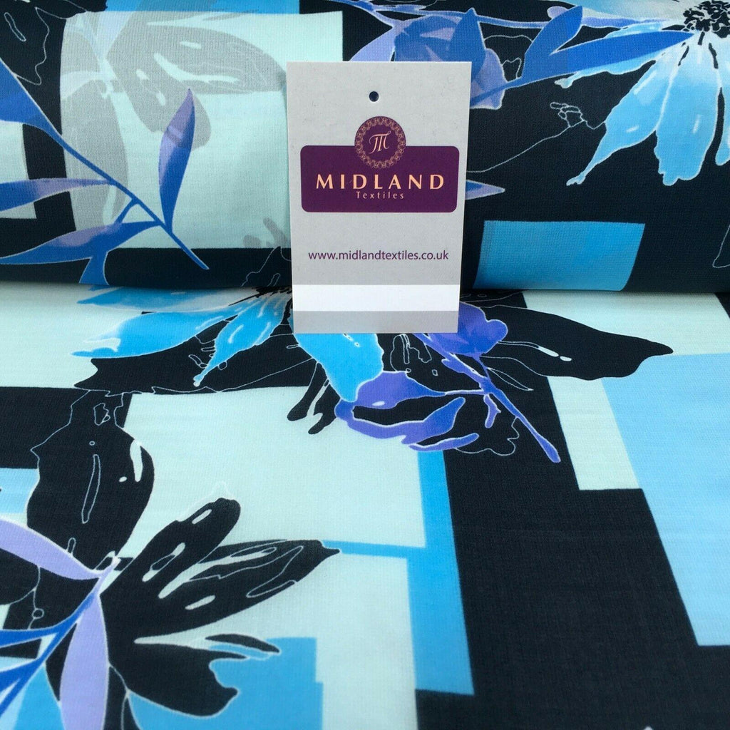 Blue's Floral Matt Satin Chiffon Dress Fabric 150 cm M145-79 Mtex