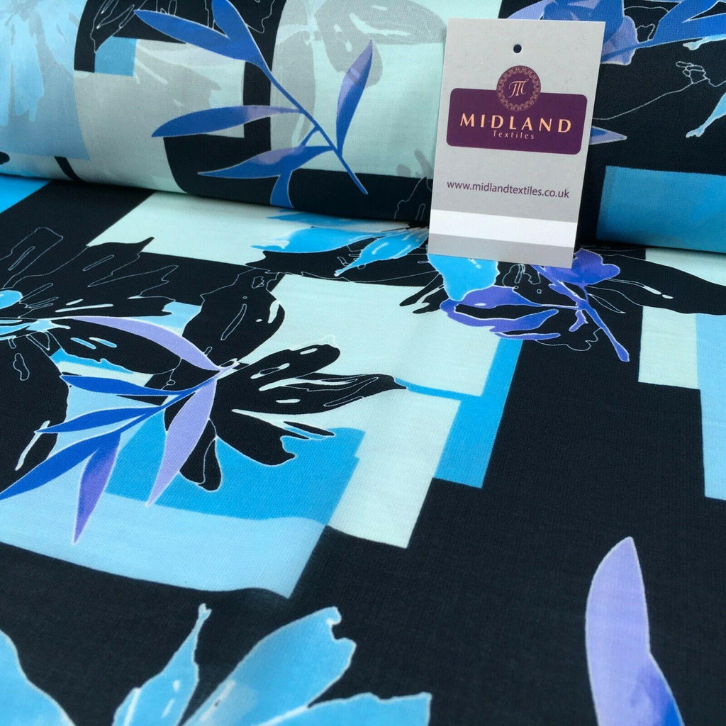 Blue's Floral Matt Satin Chiffon Dress Fabric 150 cm M145-79 Mtex