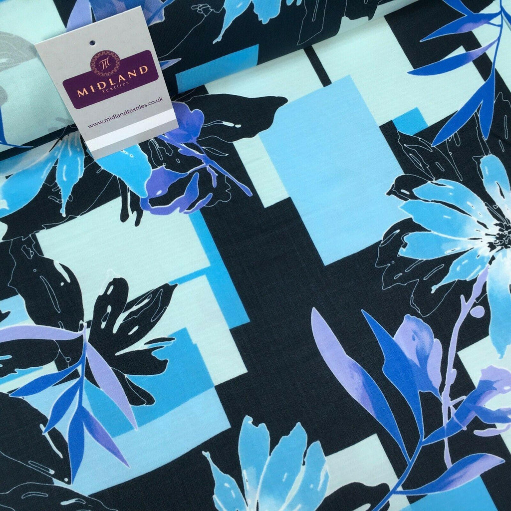 Blue's Floral Matt Satin Chiffon Dress Fabric 150 cm M145-79 Mtex