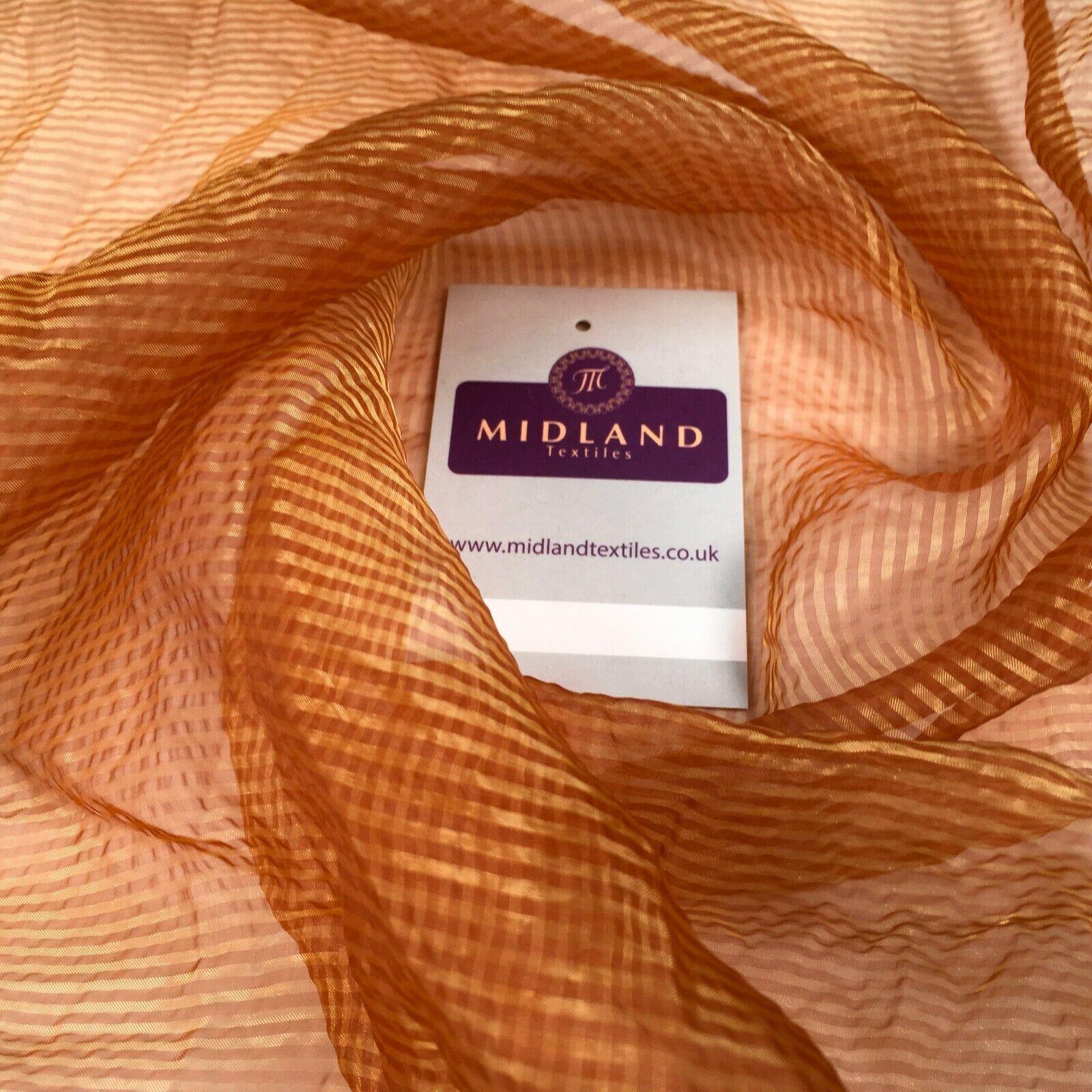 Rust Crushed Lightweight Organdy pin stripped Fabric 150 cm M145-82 Mtex