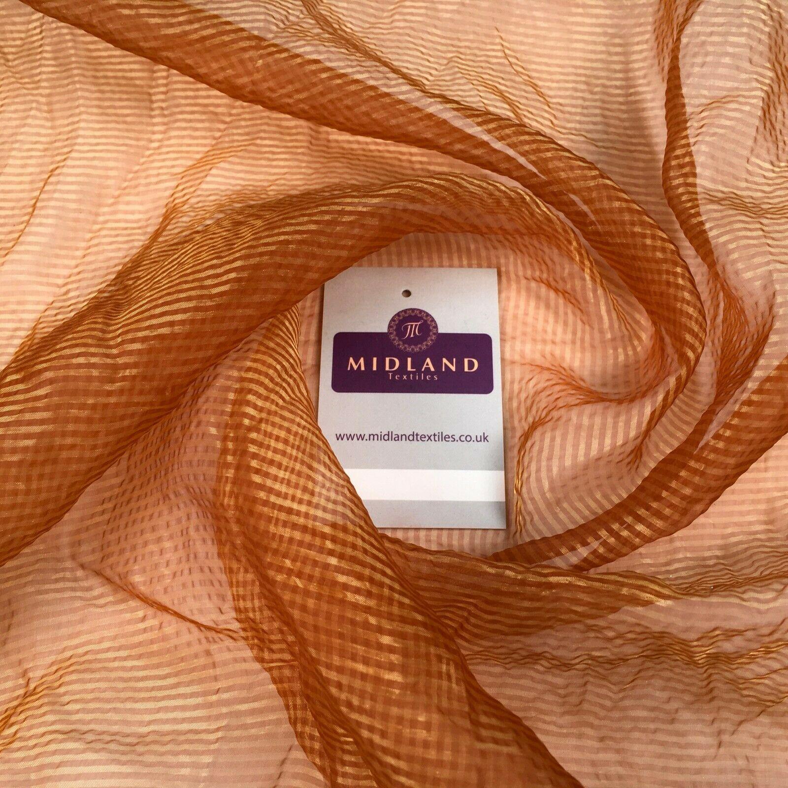 Rust Crushed Lightweight Organdy pin stripped Fabric 150 cm M145-82 Mtex