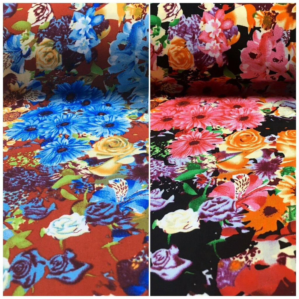 Small Floral Printed Rayon Viscose Poplin dress Fabric 150 cm MA1257 Mtex