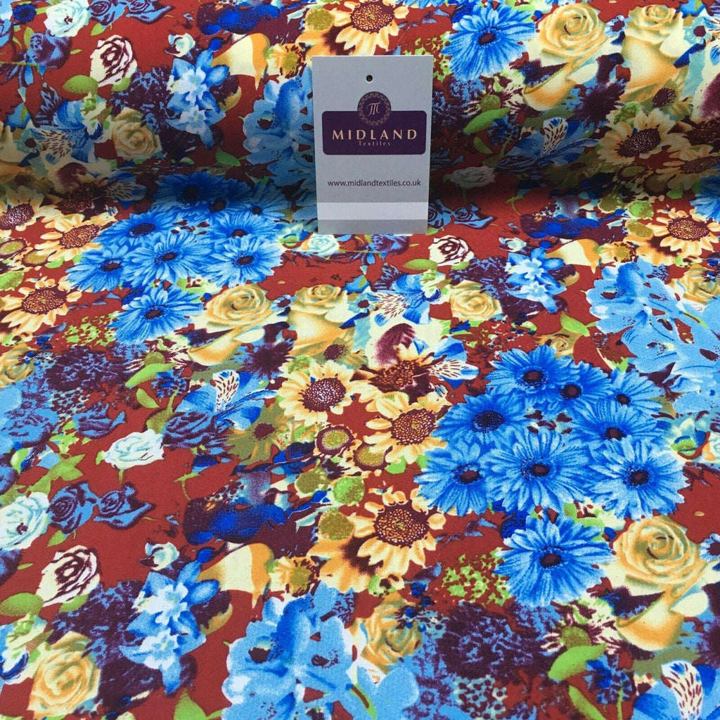 Small Floral Printed Rayon Viscose Poplin dress Fabric 150 cm MA1257 Mtex