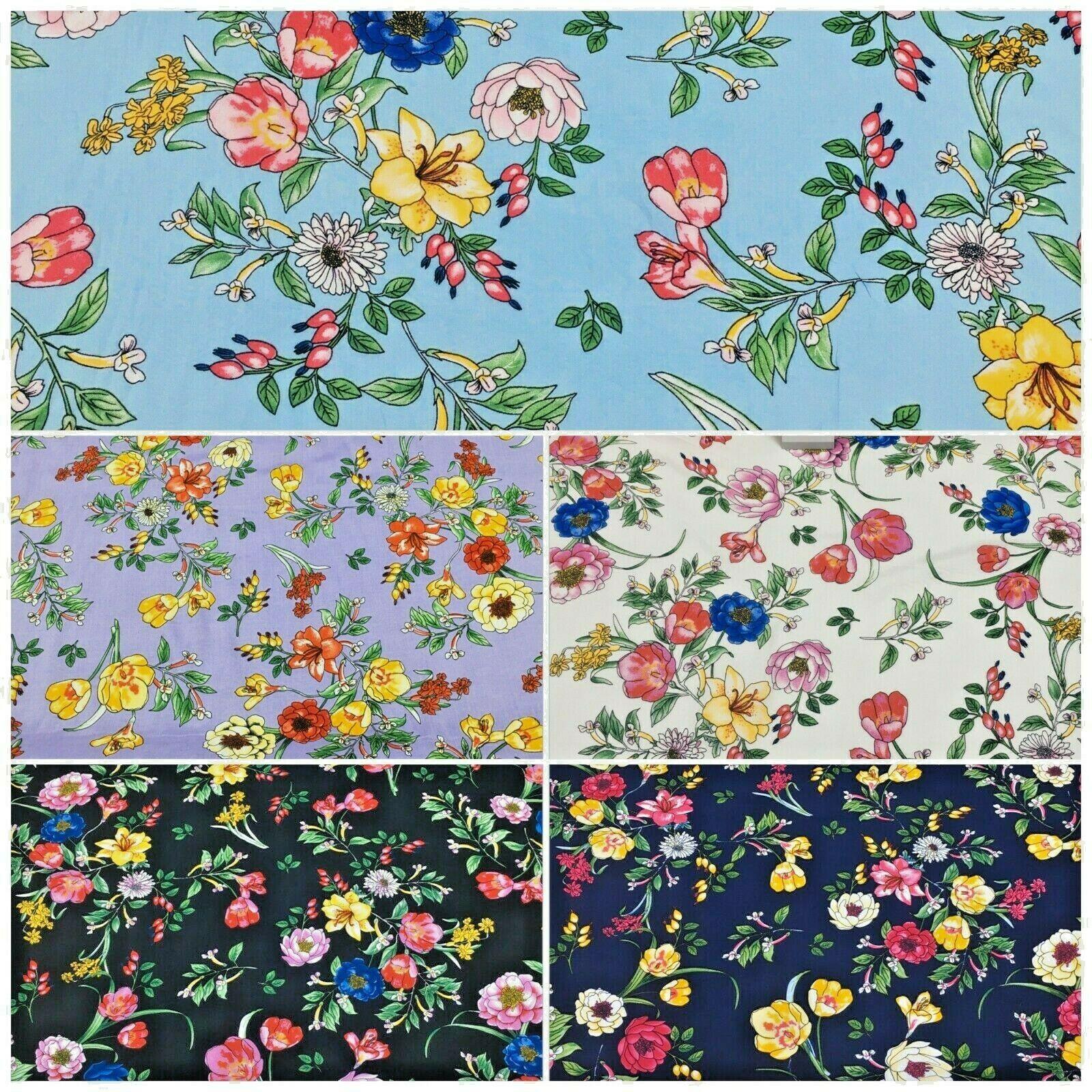 Floral Printed Rayon Viscose Poplin dress Fabric 150 cm MA1255 Mtex