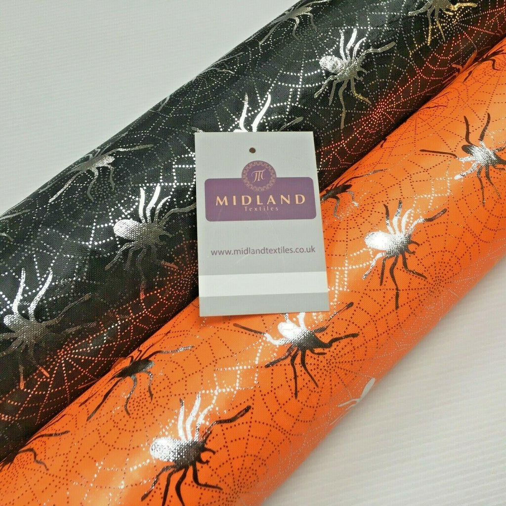 Halloween Spooky Spider web Silver Foil Fabric 150 cm MH1280 Mtex