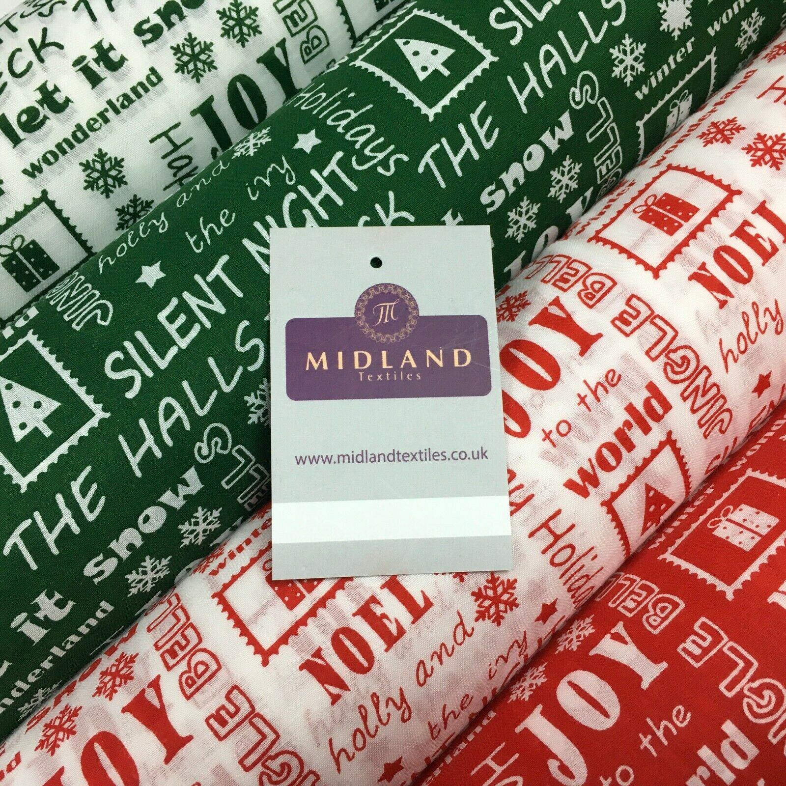 Christmas Xmas Theme Printed cotton Fabric Craft Gift 110 cm MD1292 Mtex