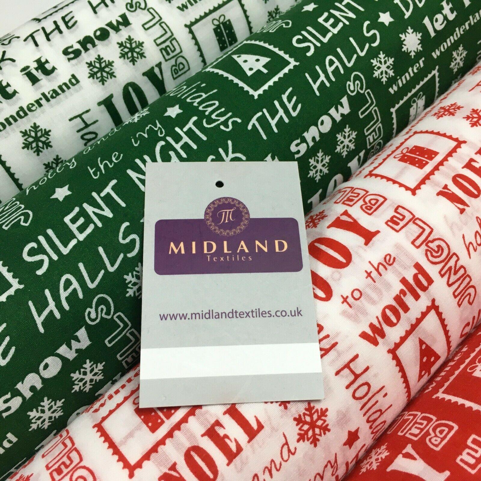 Christmas Xmas Theme Printed cotton Fabric Craft Gift 110 cm MD1292 Mtex