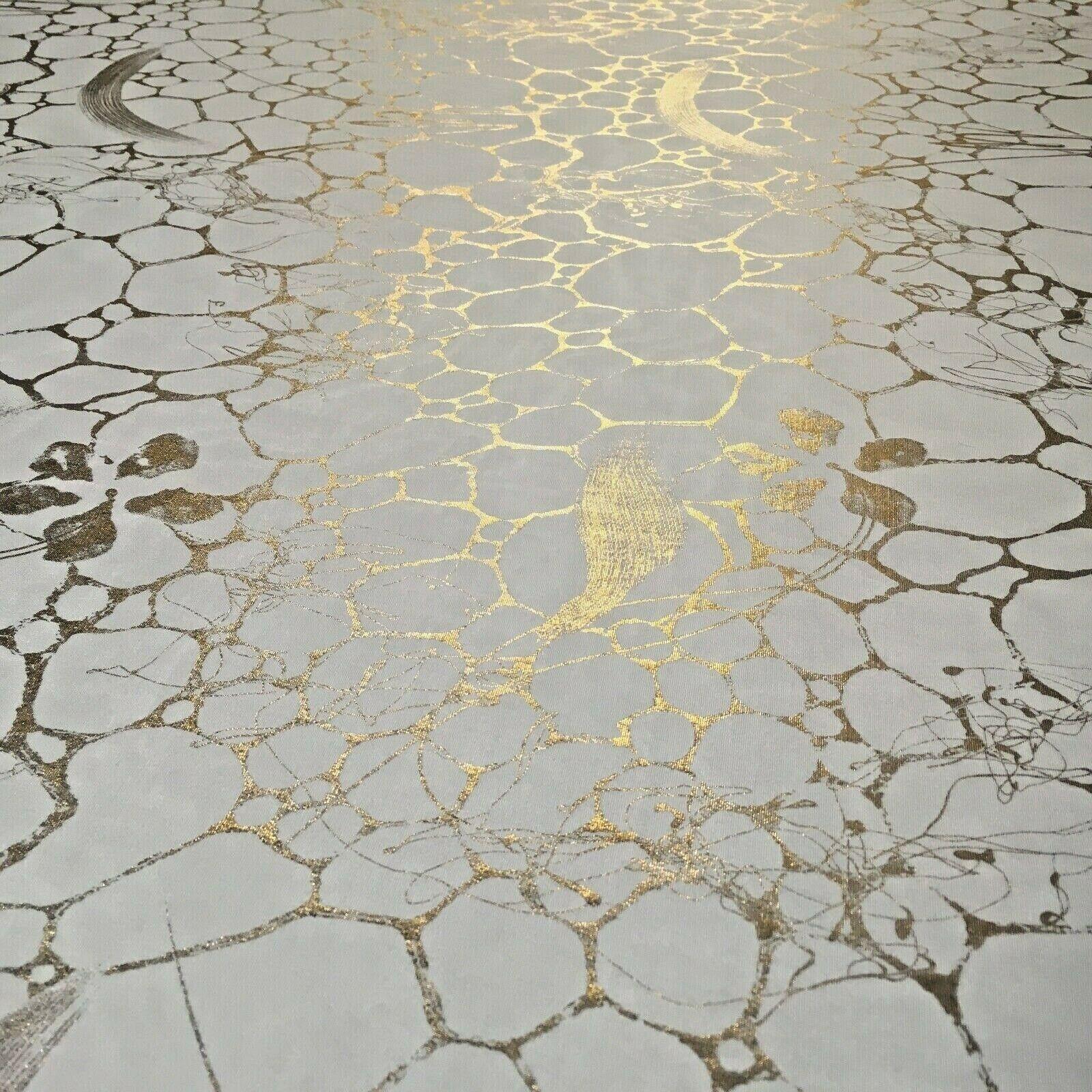 Ivory Gold Foil Abstract Print Spandex Jersey Stretch Dress Fabric 150 cm MU1267