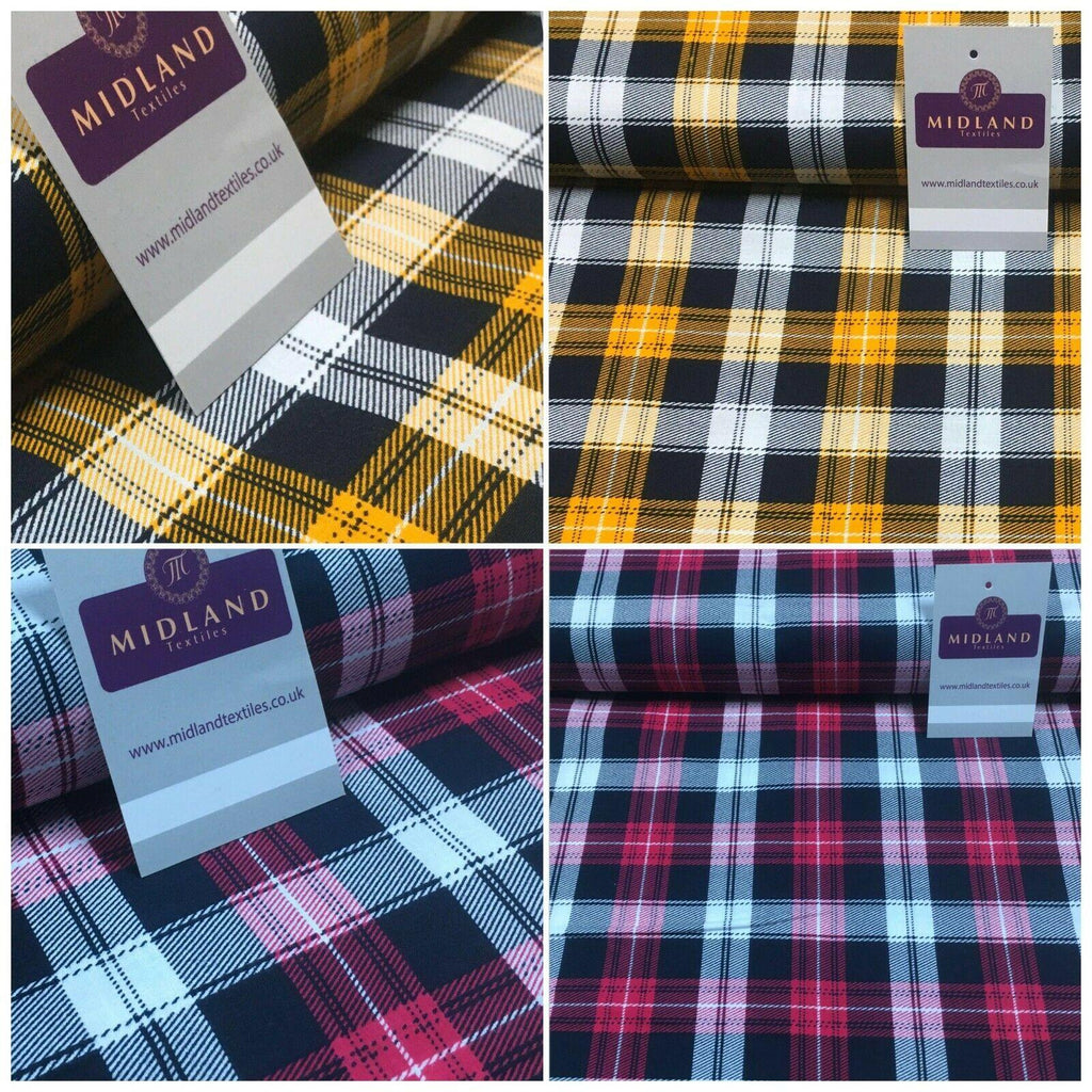 Tartan Check Printed Cotton Poplin Fabric 110 cm MK1261 Mtex