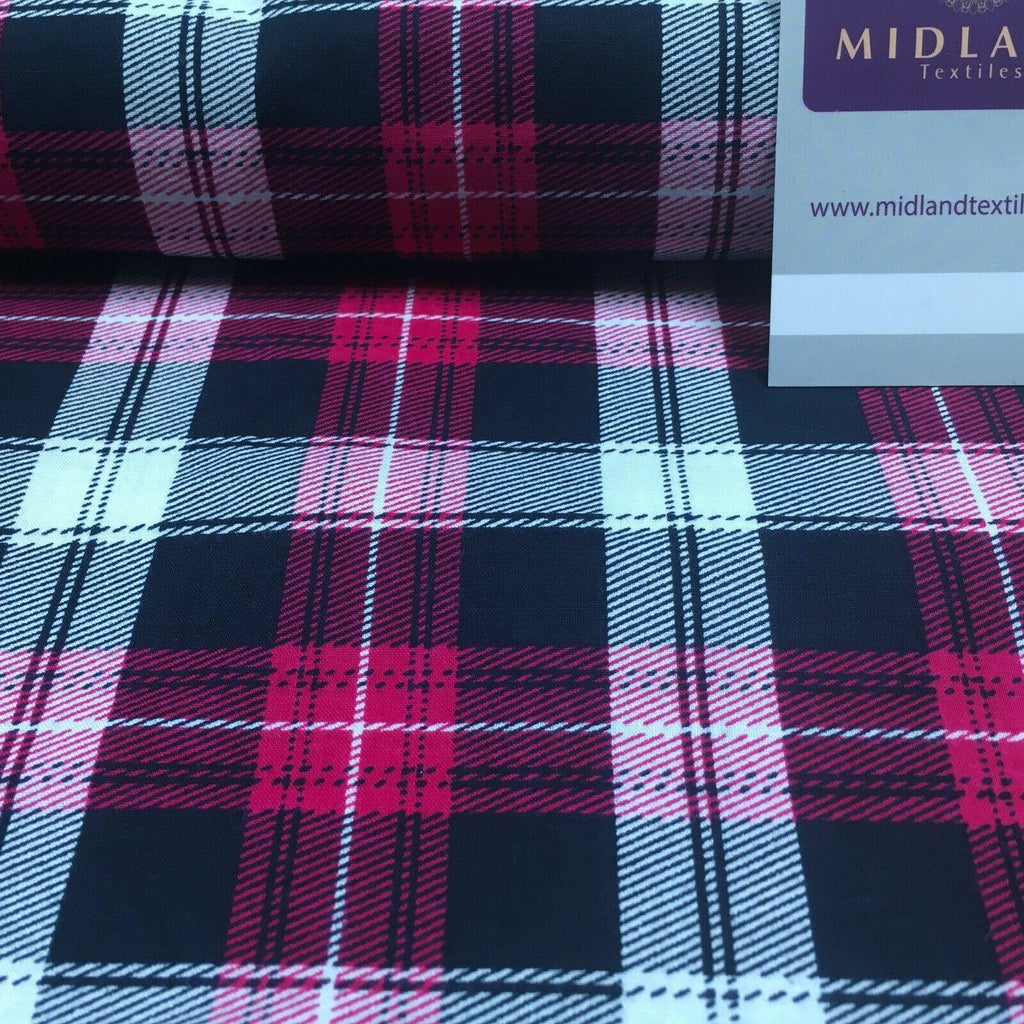 Tartan Check Printed Cotton Poplin Fabric 110 cm MK1261 Mtex