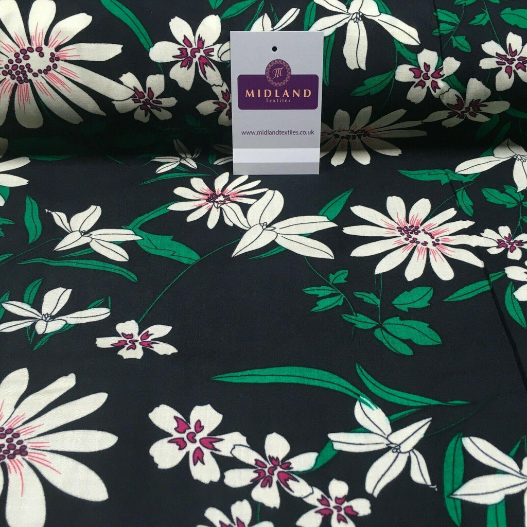 Floral Printed Rayon Viscose Poplin dress Fabric 150 cm MA1252 Mtex