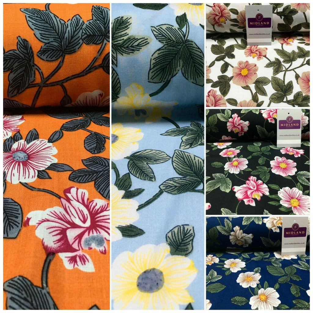 Floral Printed Rayon Viscose Poplin dress Fabric 150 cm MA1251 Mtex