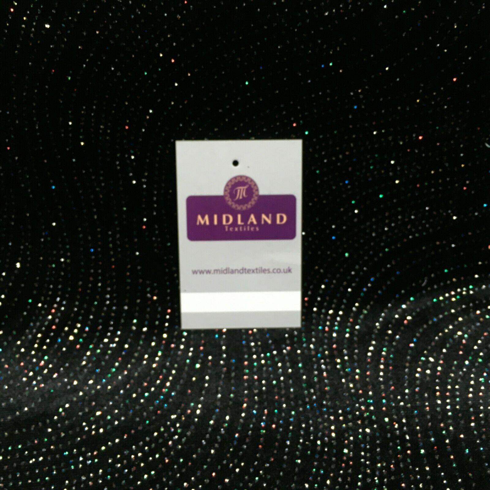 Black Wave 2 Way Stretch Spandex Velvet Rainbow Glitter Fabric 150cm MV1294-3