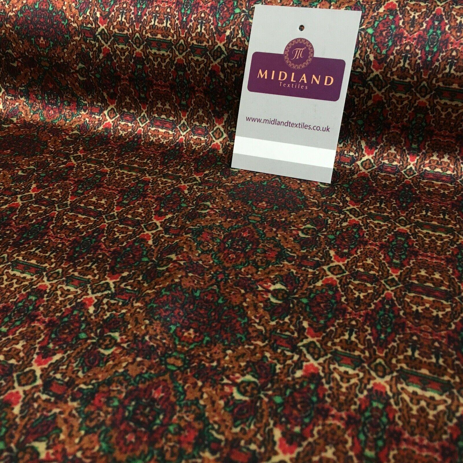 Red Rust Silky Digital Printed Satin Dress Fabric 150 cm MK1327-4