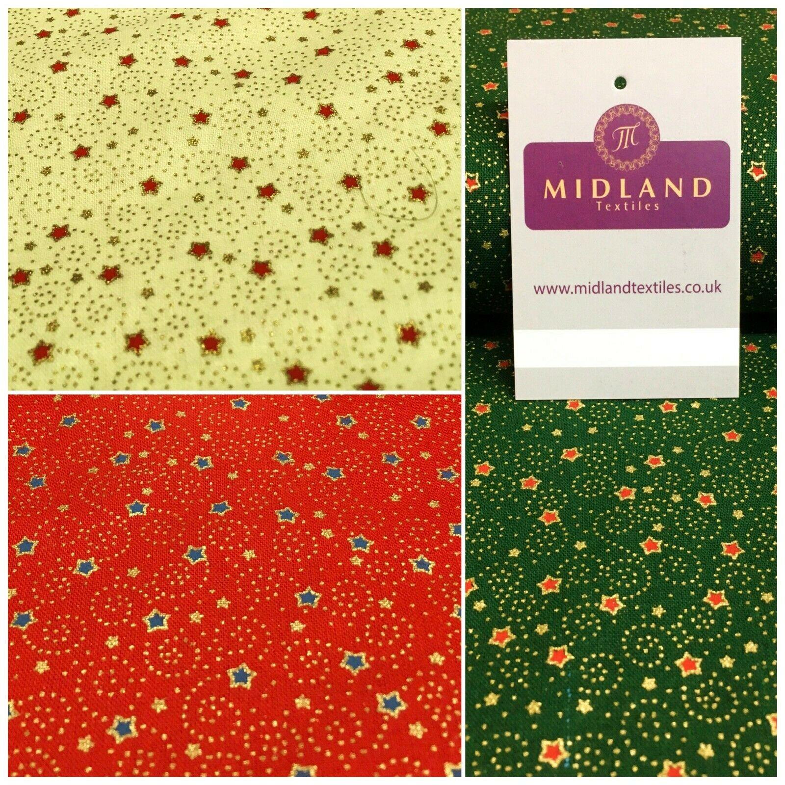 Vintage Star 100% Cotton Christmas Gold Foil Craft Fabric 110 cm MK1326 Mtex