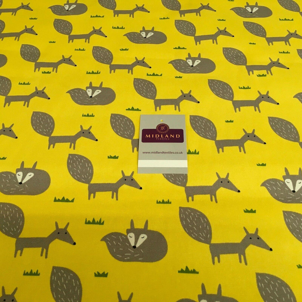 Yellow Foxes Printed 100% Cotton Canvas Craft Fabric 150 Cm Wide Mtex MK856-19