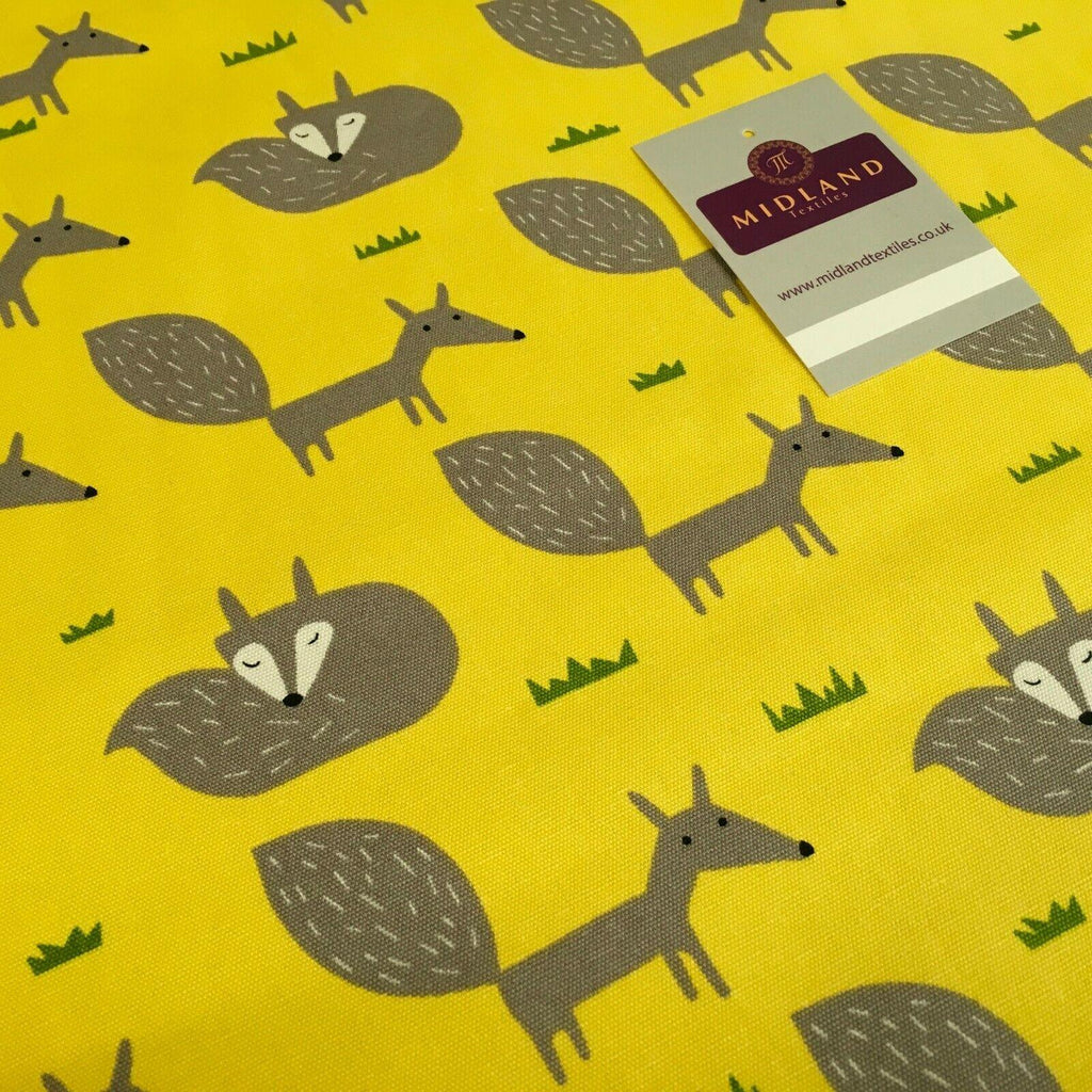 Yellow Foxes Printed 100% Cotton Canvas Craft Fabric 150 Cm Wide Mtex MK856-19