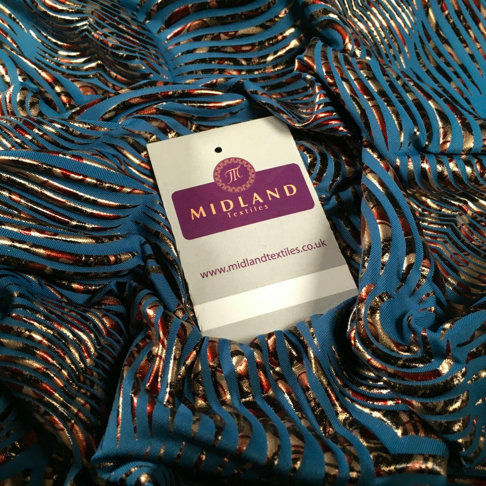 Petrol Animal Print Spandex Jersey Foil Stretch Dress Fabric 150cm MU1317