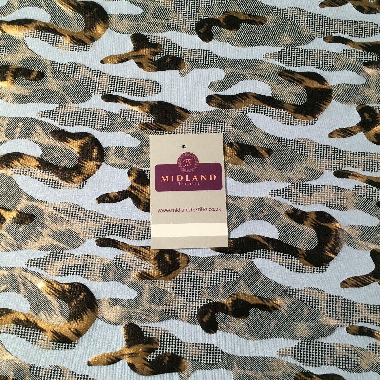 Powder Blue Animal Print Spandex Jersey Foil Stretch Dress Fabric 150cm MU1311