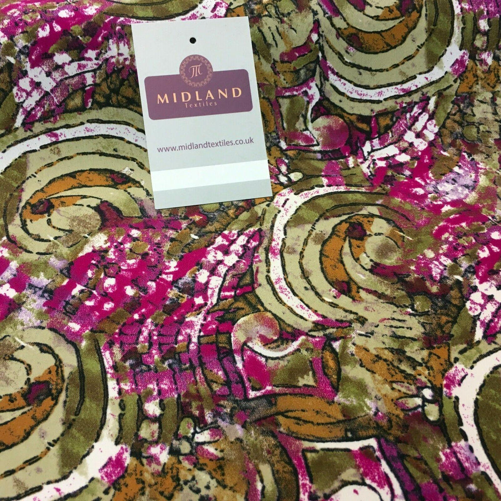 Olive Magenta Printed Mosaic Crepe De chine dress Fabric 150cm M145-83