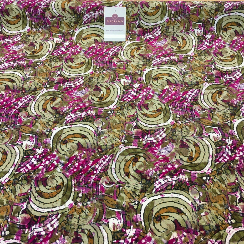 Olive Magenta Printed Mosaic Crepe De chine dress Fabric 150cm M145-83