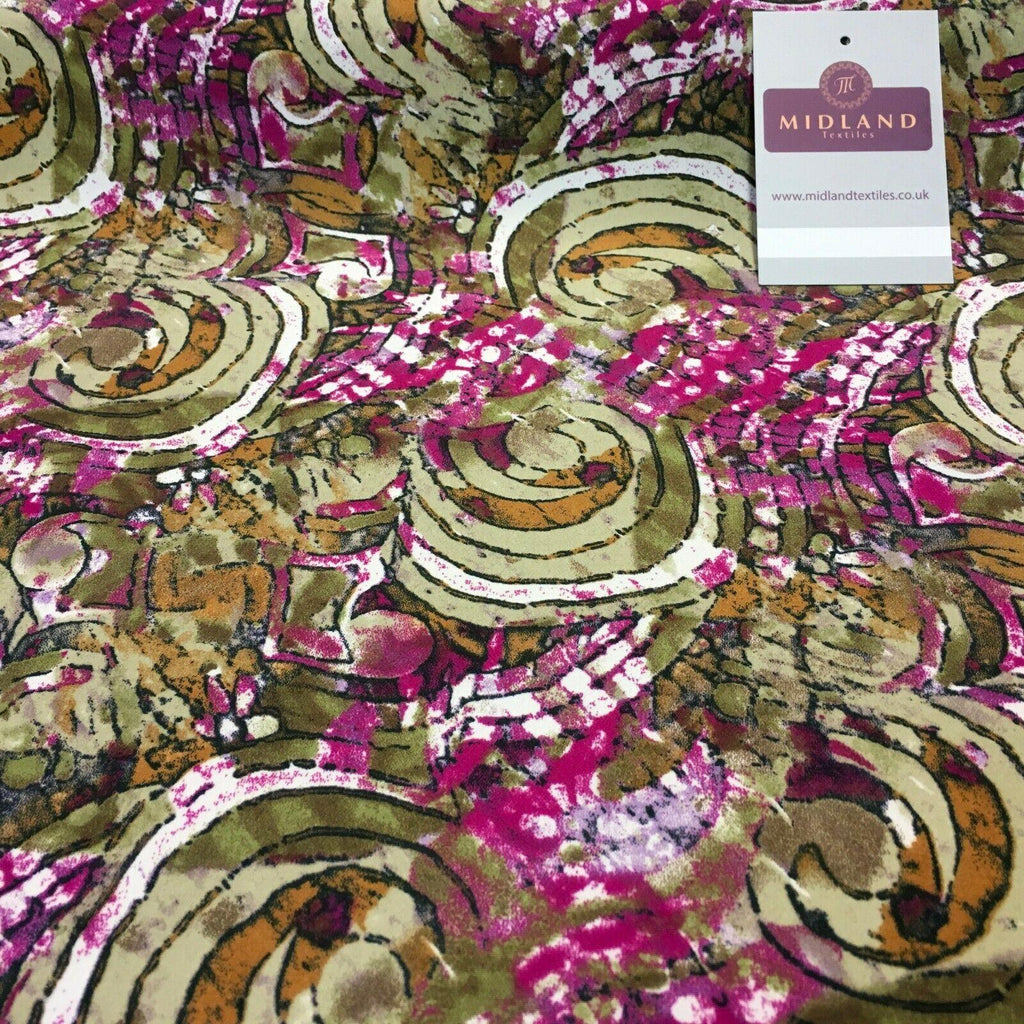 Olive Magenta Printed Mosaic Crepe De chine dress Fabric 150cm M145-83